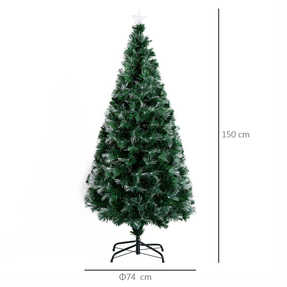 1.5m Pre-Lit Artificial Christmas Tree - Green - Image 3