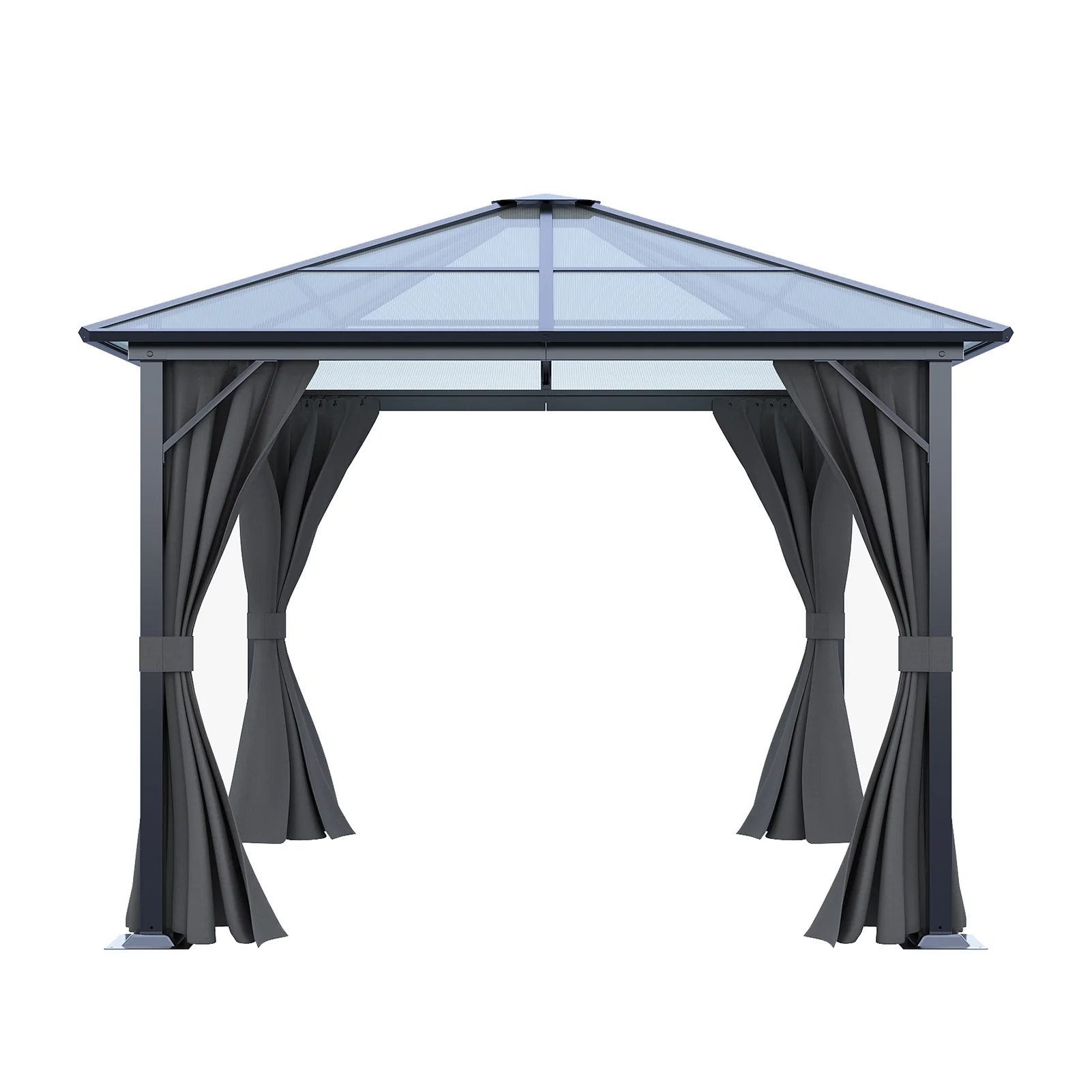 10 x 10FT Metal Frame Hardtop Patio Gazebo with Curtains - Image 3