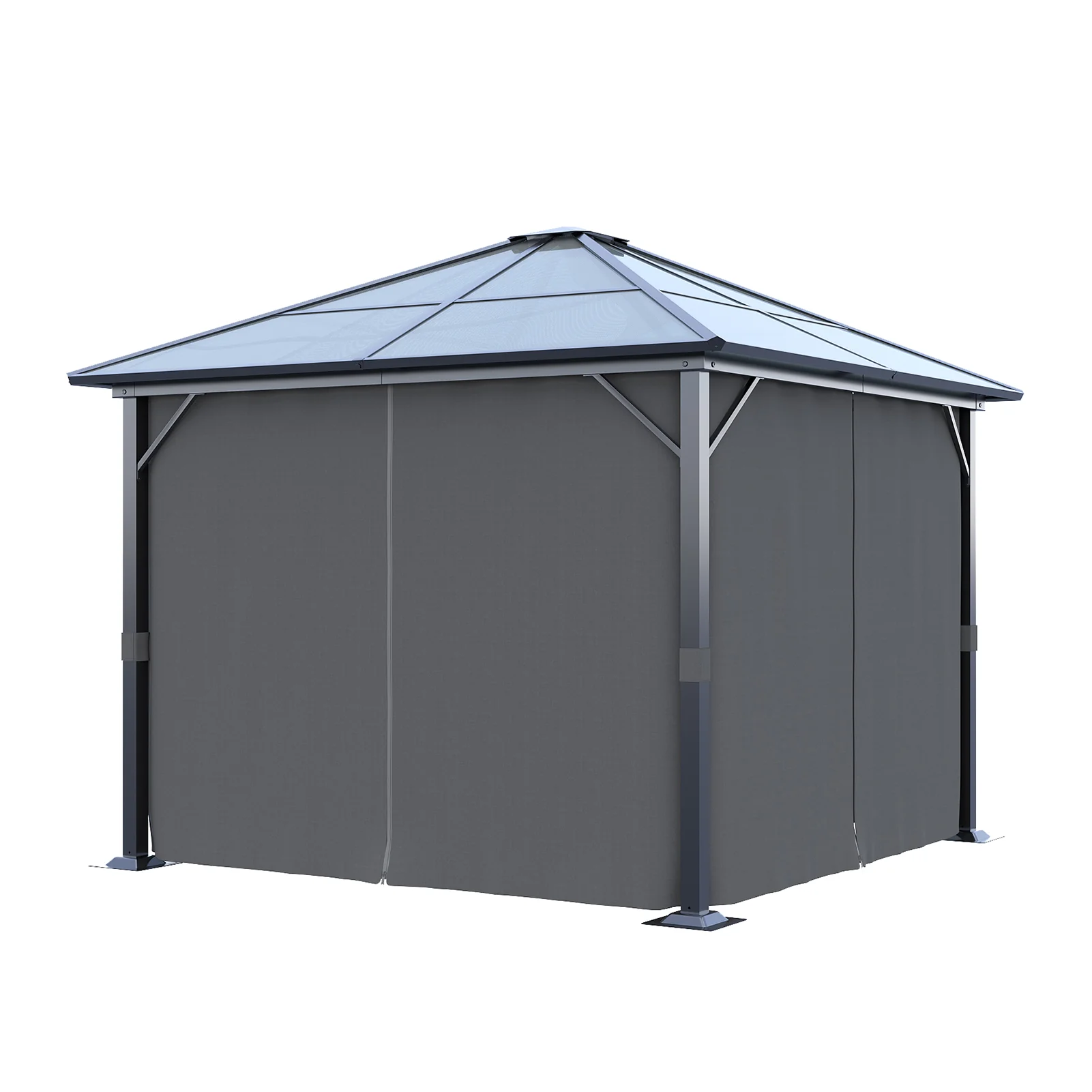 10 x 10FT Metal Frame Hardtop Patio Gazebo with Curtains - Image 4