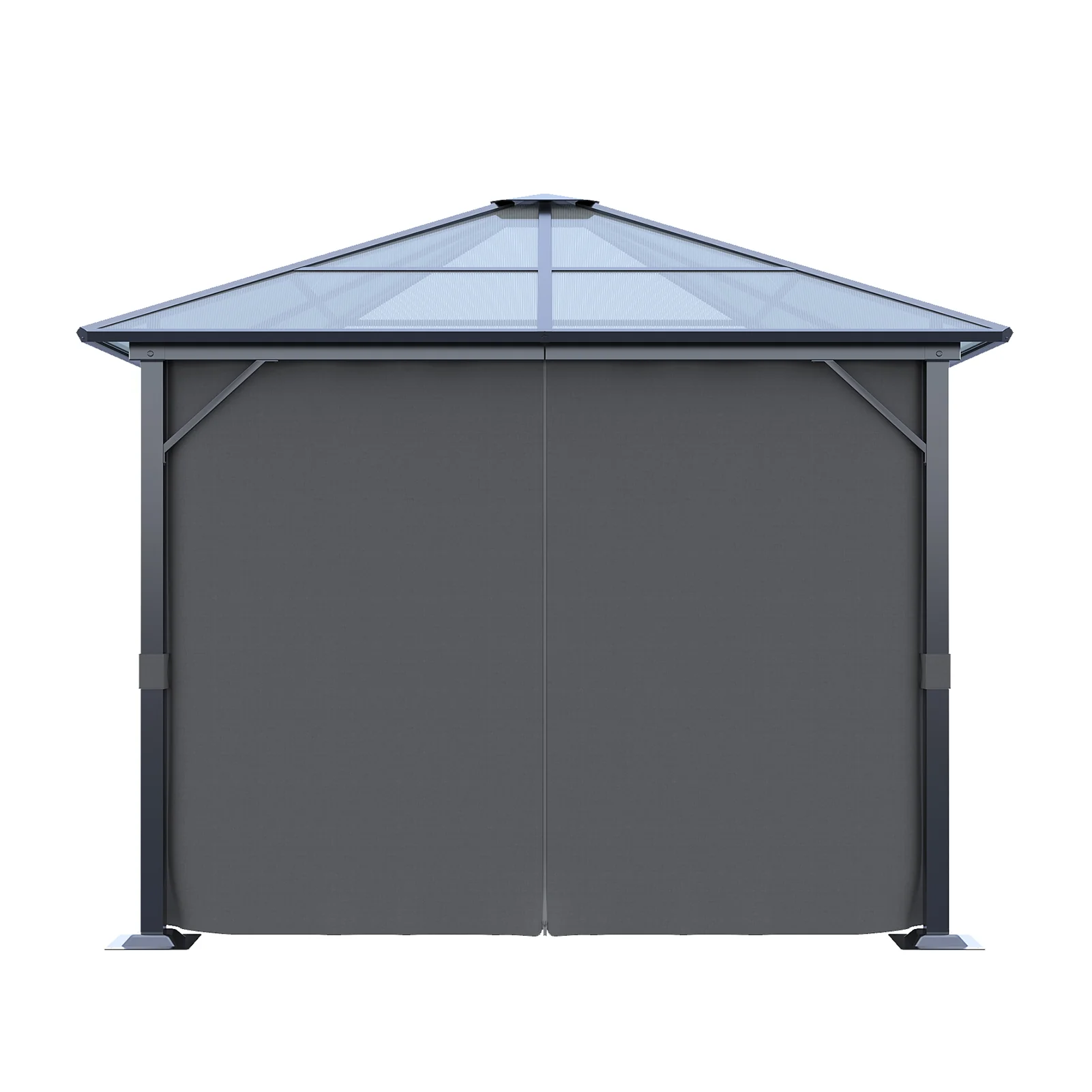 10 x 10FT Metal Frame Hardtop Patio Gazebo with Curtains - Image 5