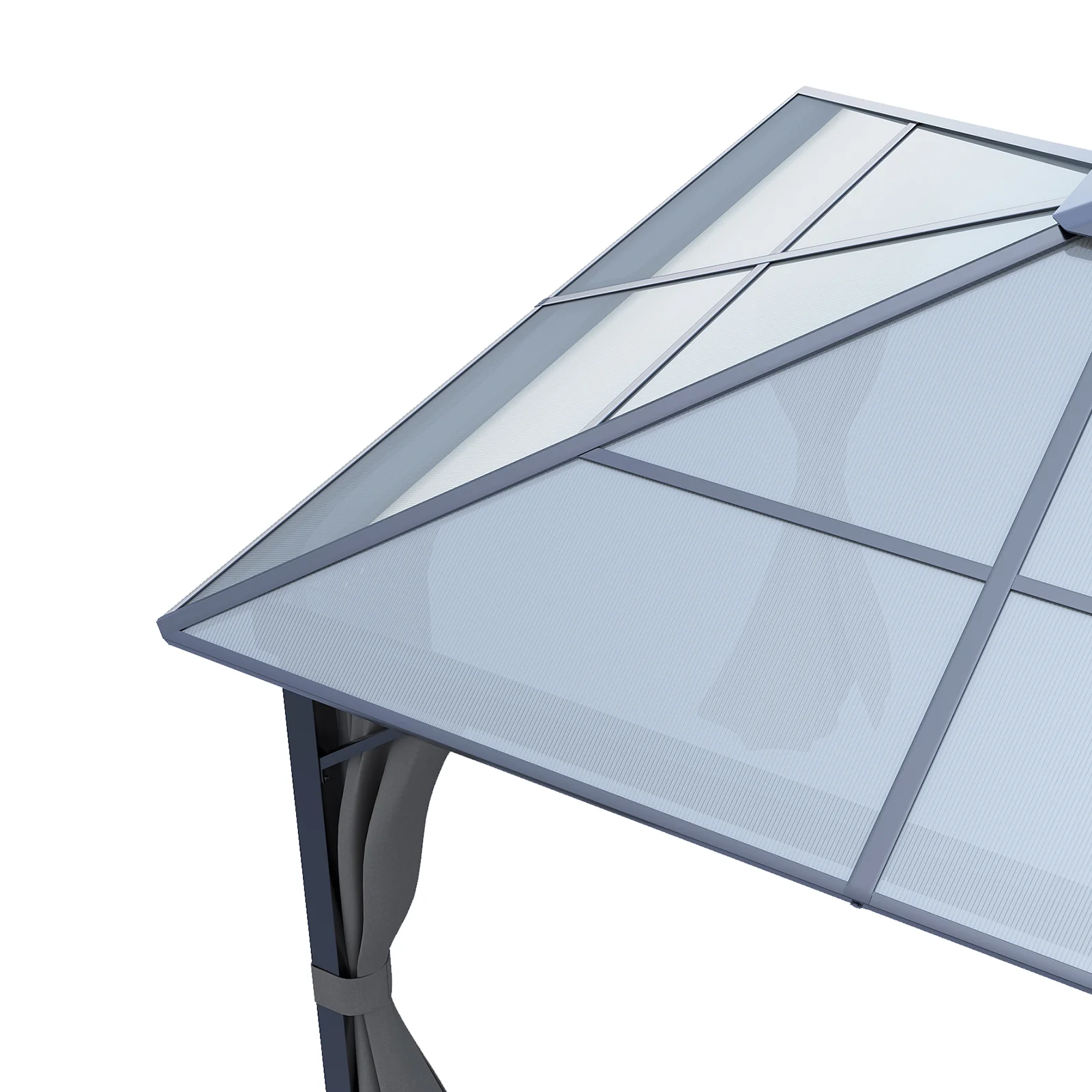 10 x 10FT Metal Frame Hardtop Patio Gazebo with Curtains - Image 7