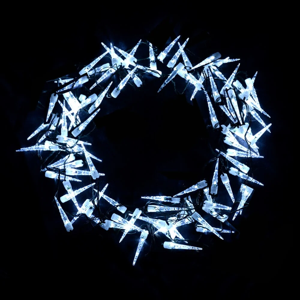 Christmas Sparkle Icicle Sculpture Lights x 100 Bright White LEDs - Mains Powered - Image 2