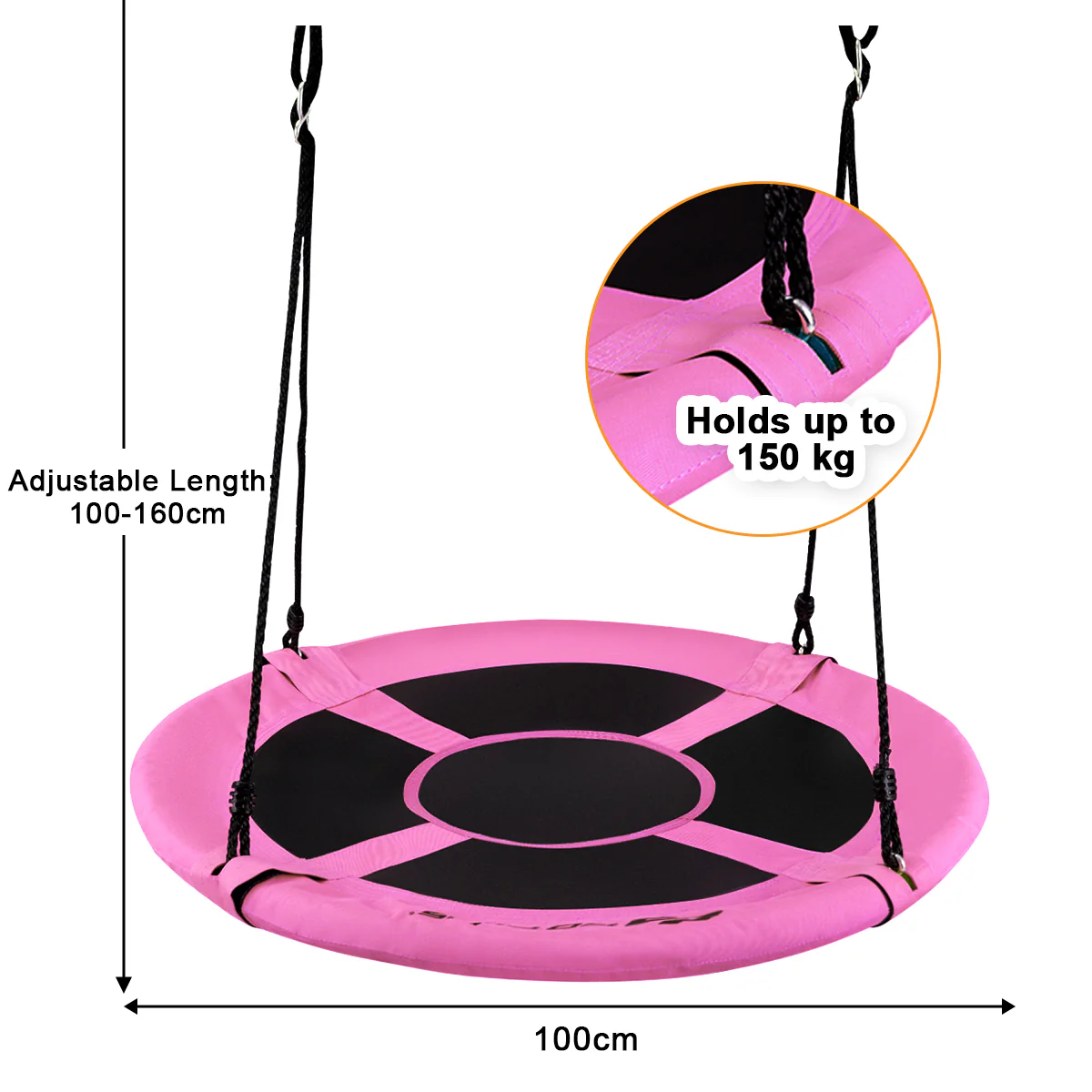 100cm Children Flying Saucer Tree Swing with Adjustable Rope - Image 14