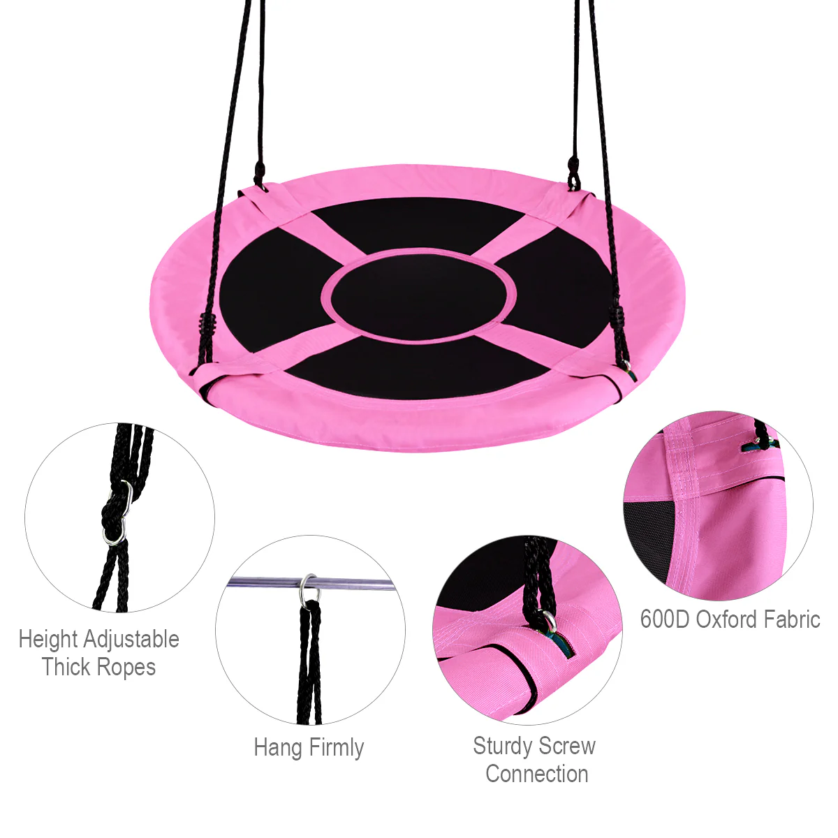 100cm Children Flying Saucer Tree Swing with Adjustable Rope - Image 17