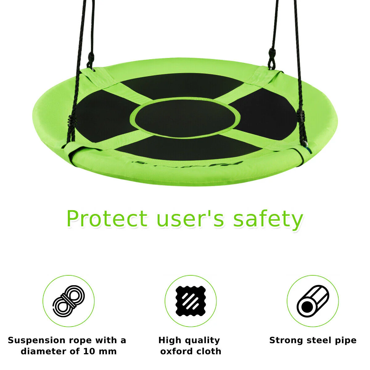 100cm Children Flying Saucer Tree Swing with Adjustable Rope - Image 21