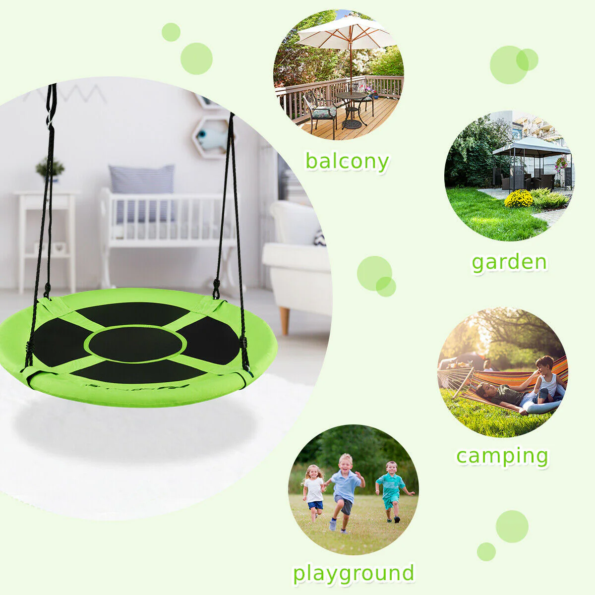 100cm Children Flying Saucer Tree Swing with Adjustable Rope - Image 23