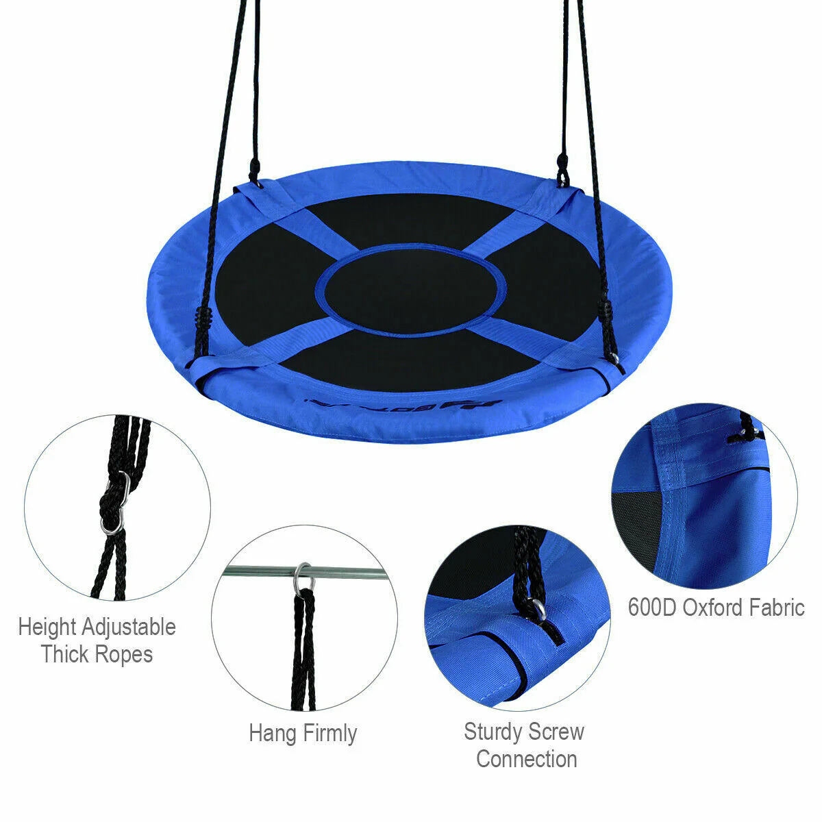 100cm Children Flying Saucer Tree Swing with Adjustable Rope - Image 5