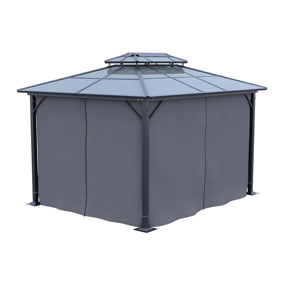 12 x 10FT Metal Frame Hardtop Patio Gazebo with Curtains - Image 5