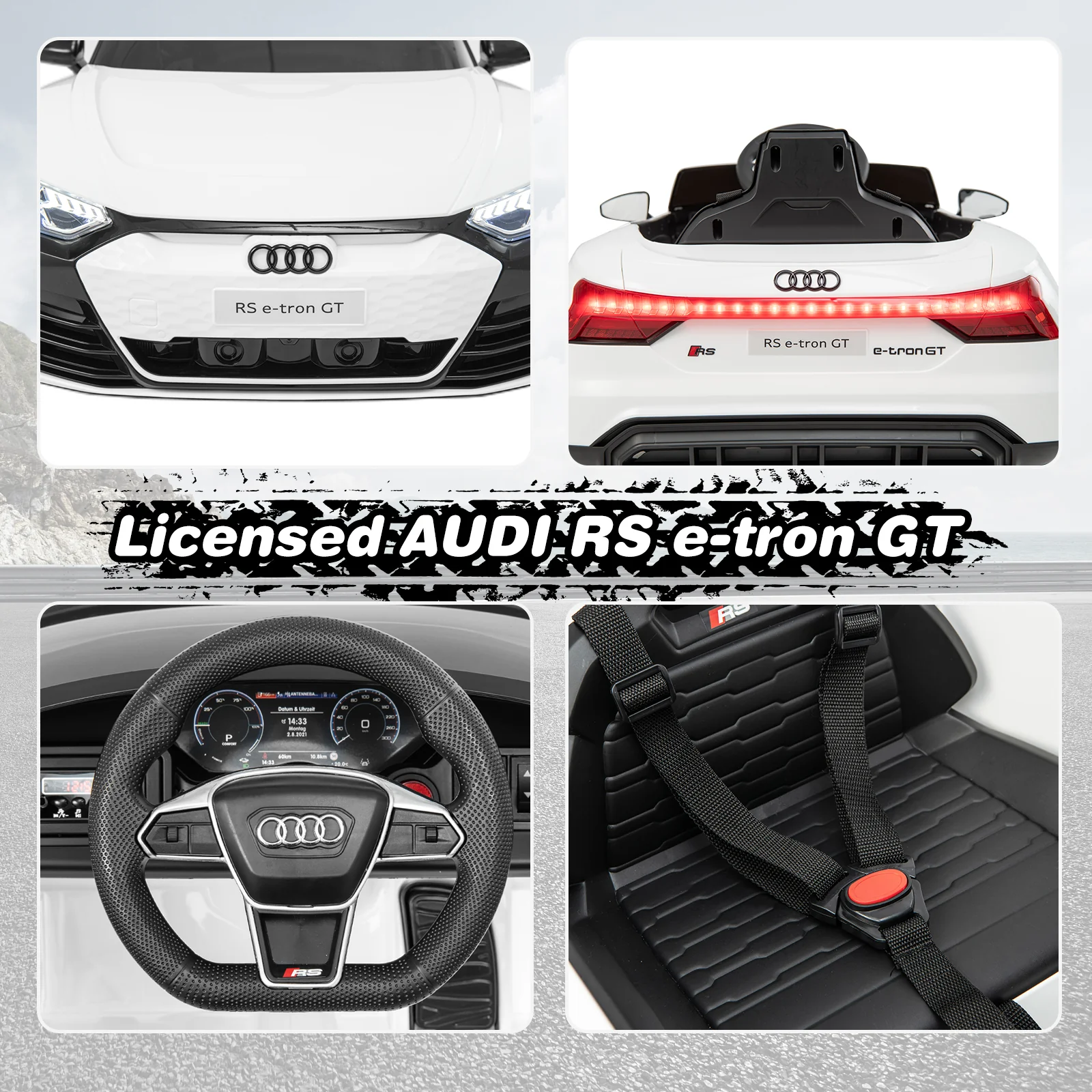 12V Audi Licensed Electric Kids Ride On Car with Remote Control-White - Image 7