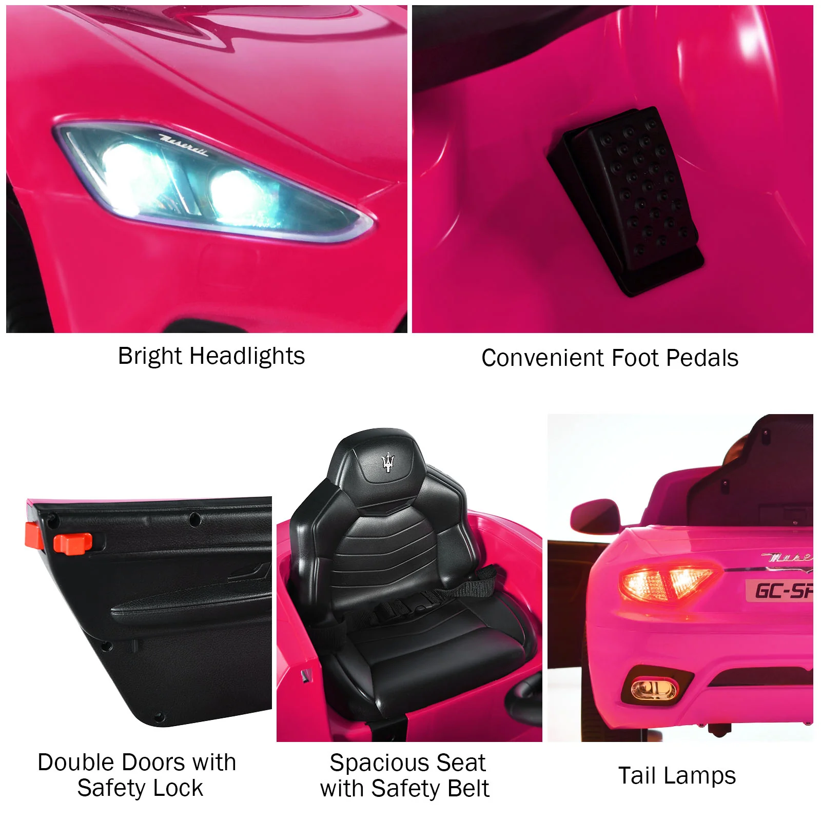 12V Electric Kids Ride On Car for 3+ Years Old Boys Girls-Pink - Image 5