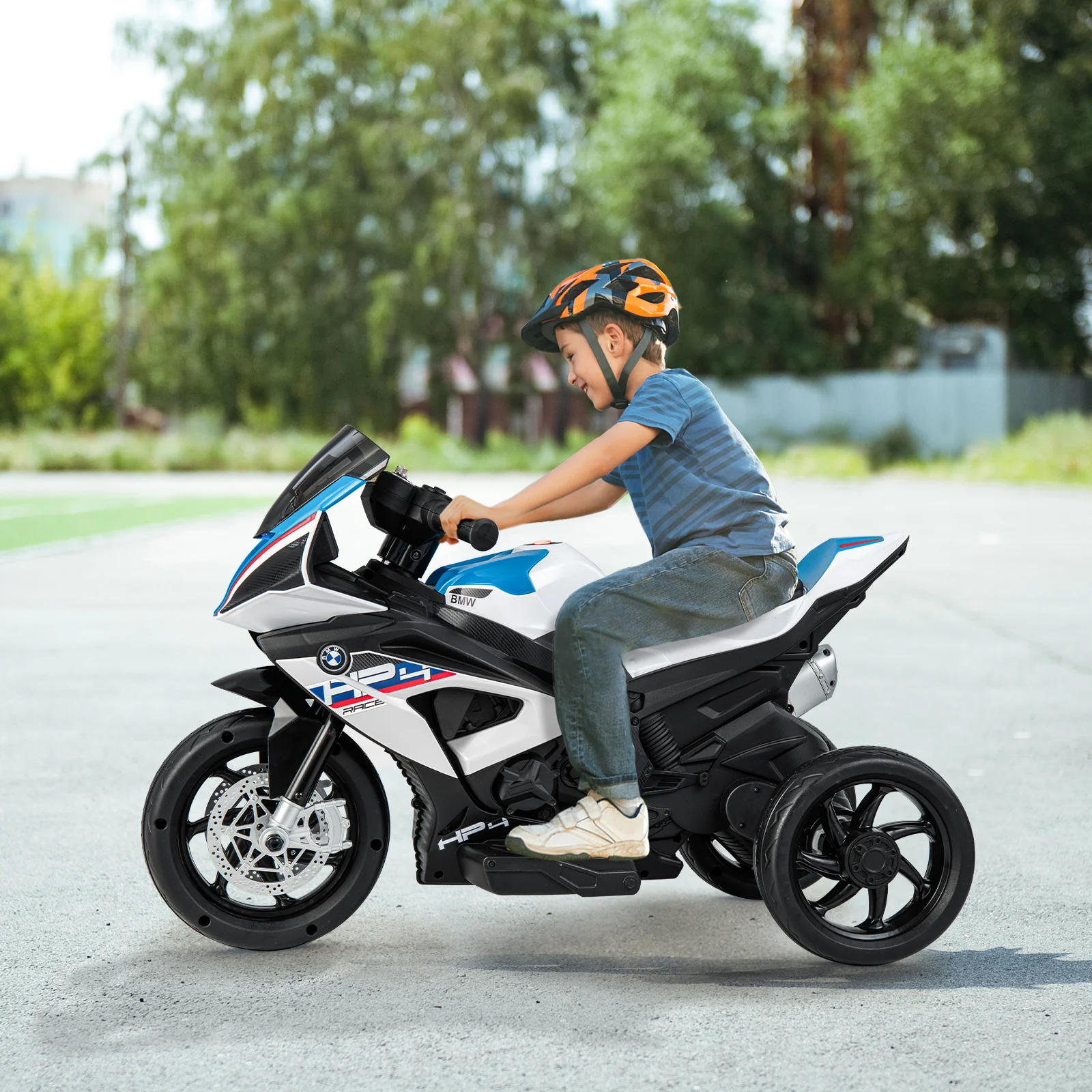 12V Kids Motorcycle Ride-On Toy with Music and Headlight-White - Image 2