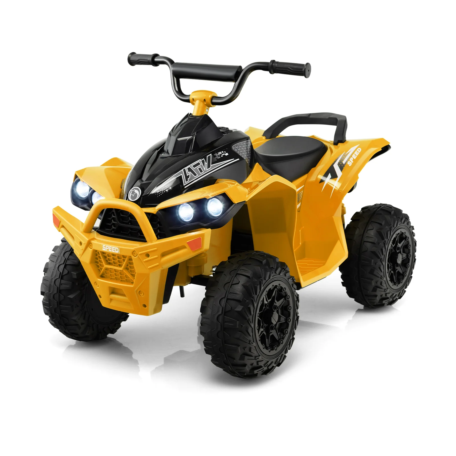 12V Kids Ride On ATV with 2 Speeds and LED Lights-Yellow - Image 6