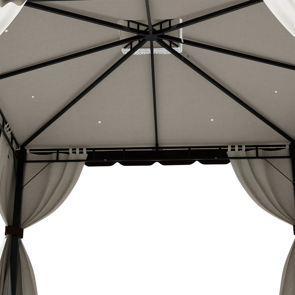 13 x 13FT Tiered Roof Metal Frame Patio Gazebo with Curtains - Image 7