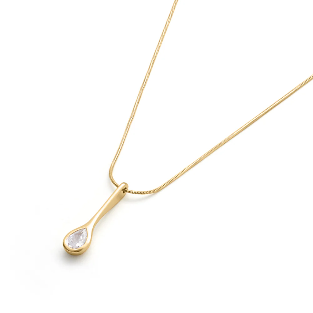 14K Gold Plated Teardrop Necklace - Image 6