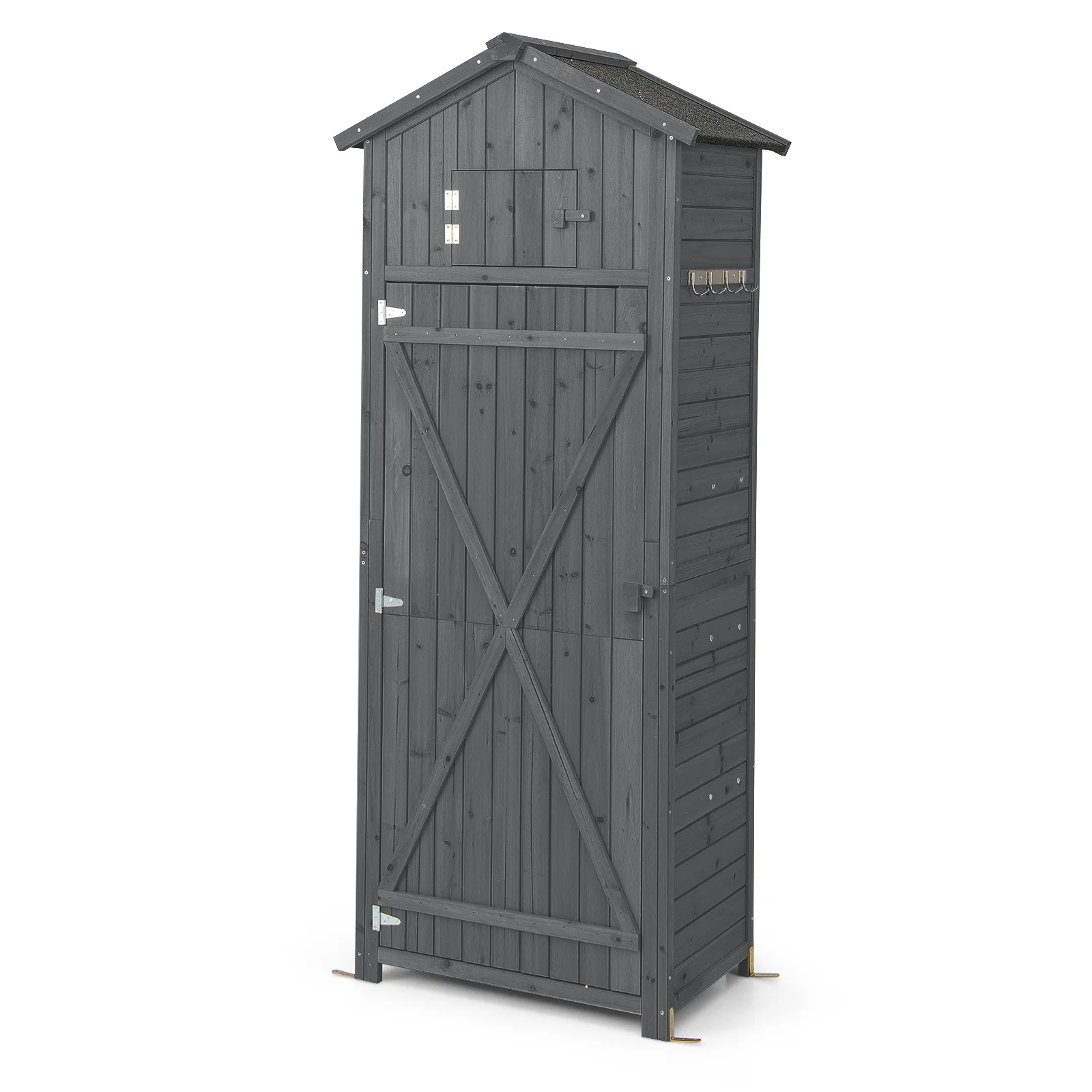 180.5CM Tall Outdoor Storage Cabinet with Lockable Doors and Foldable Table-Grey - Image 6