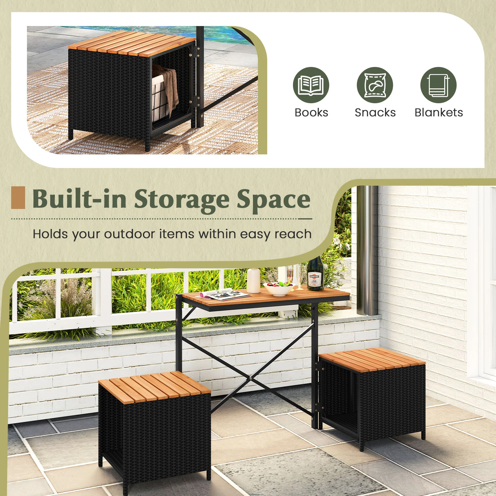 2-in-1 Transforming Picnic Table and Chairs Set - Image 10
