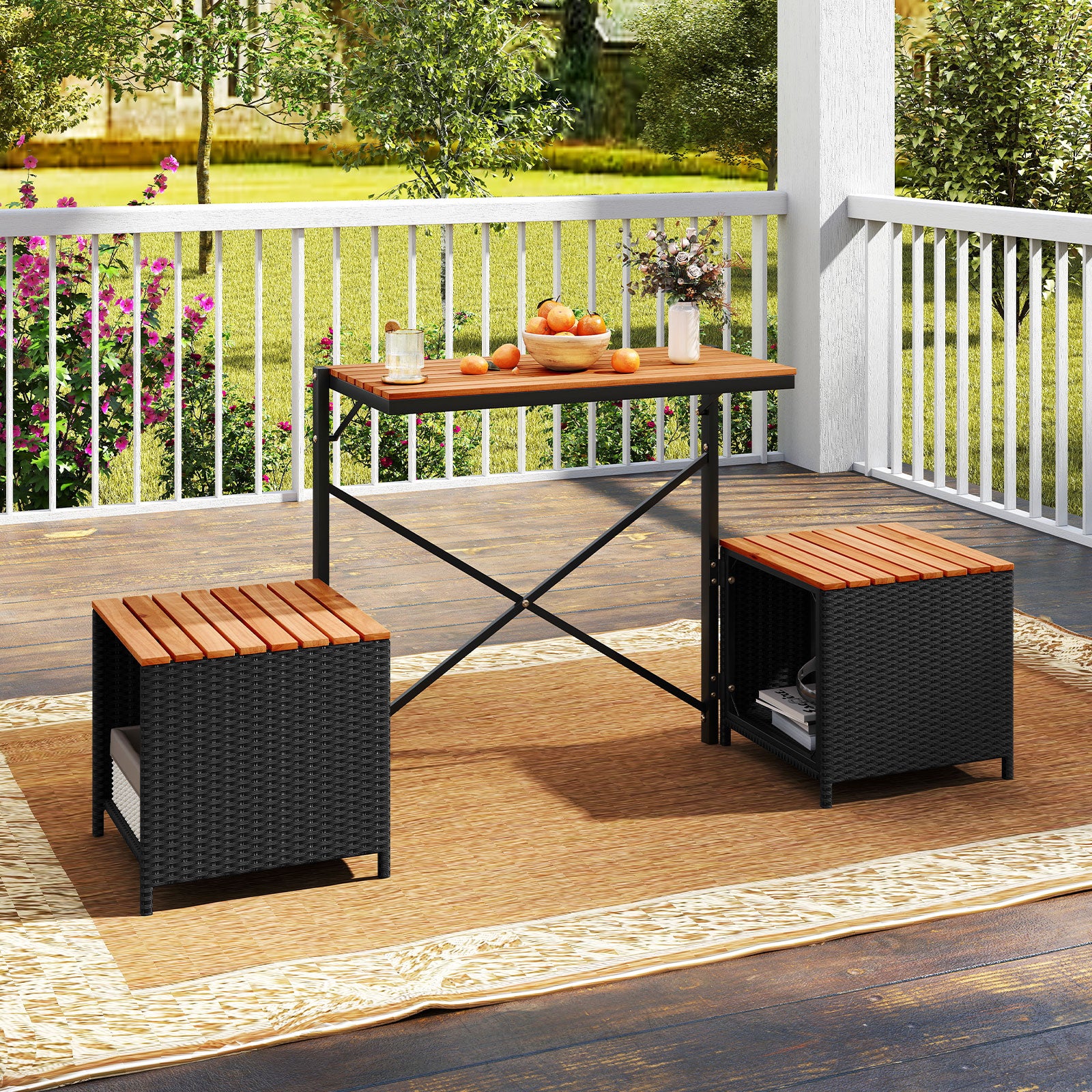 2-in-1 Transforming Picnic Table and Chairs Set - Image 3