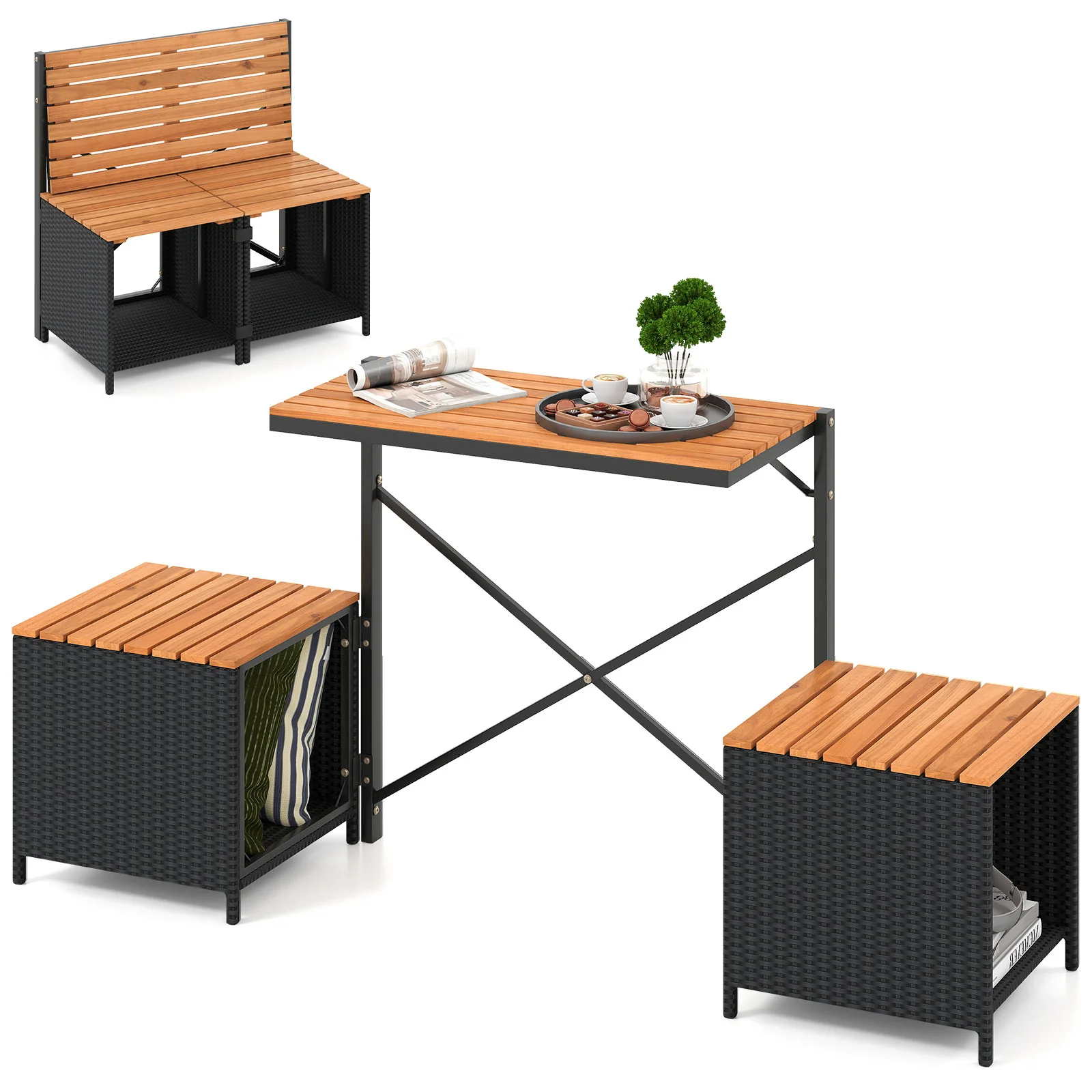 2-in-1 Transforming Picnic Table and Chairs Set - Image 4