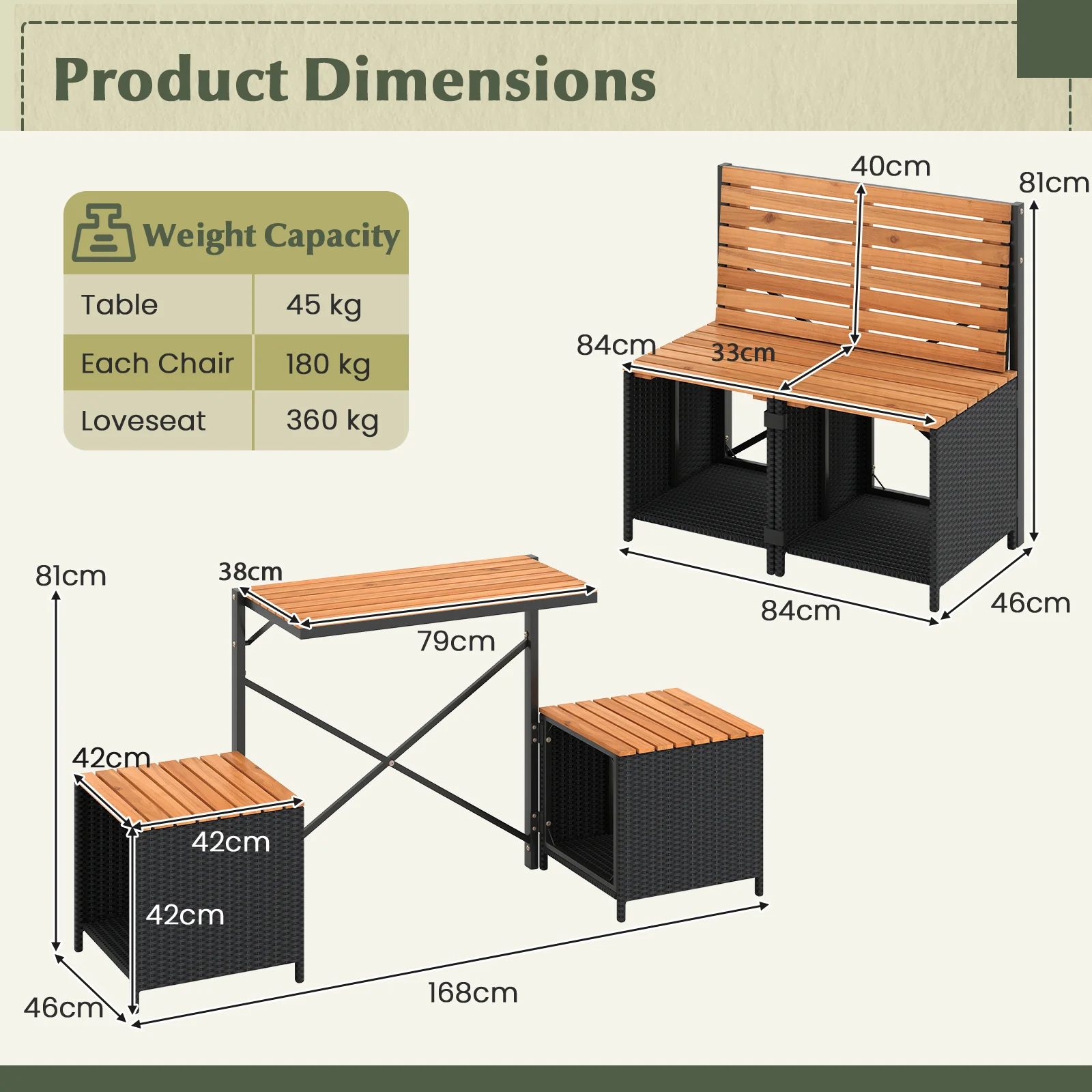 2-in-1 Transforming Picnic Table and Chairs Set - Image 5