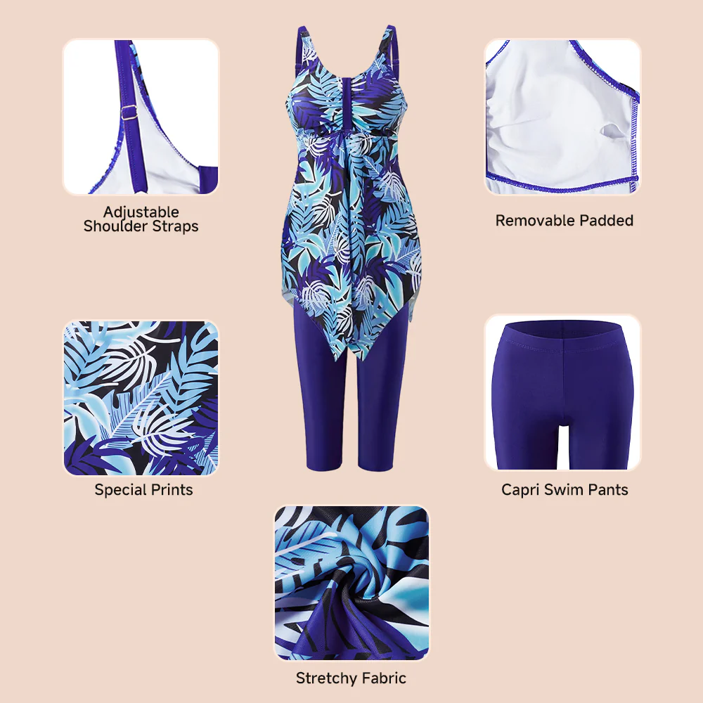 2 Piece Tankini Swimsuit with Double Shoulder Straps - Image 8