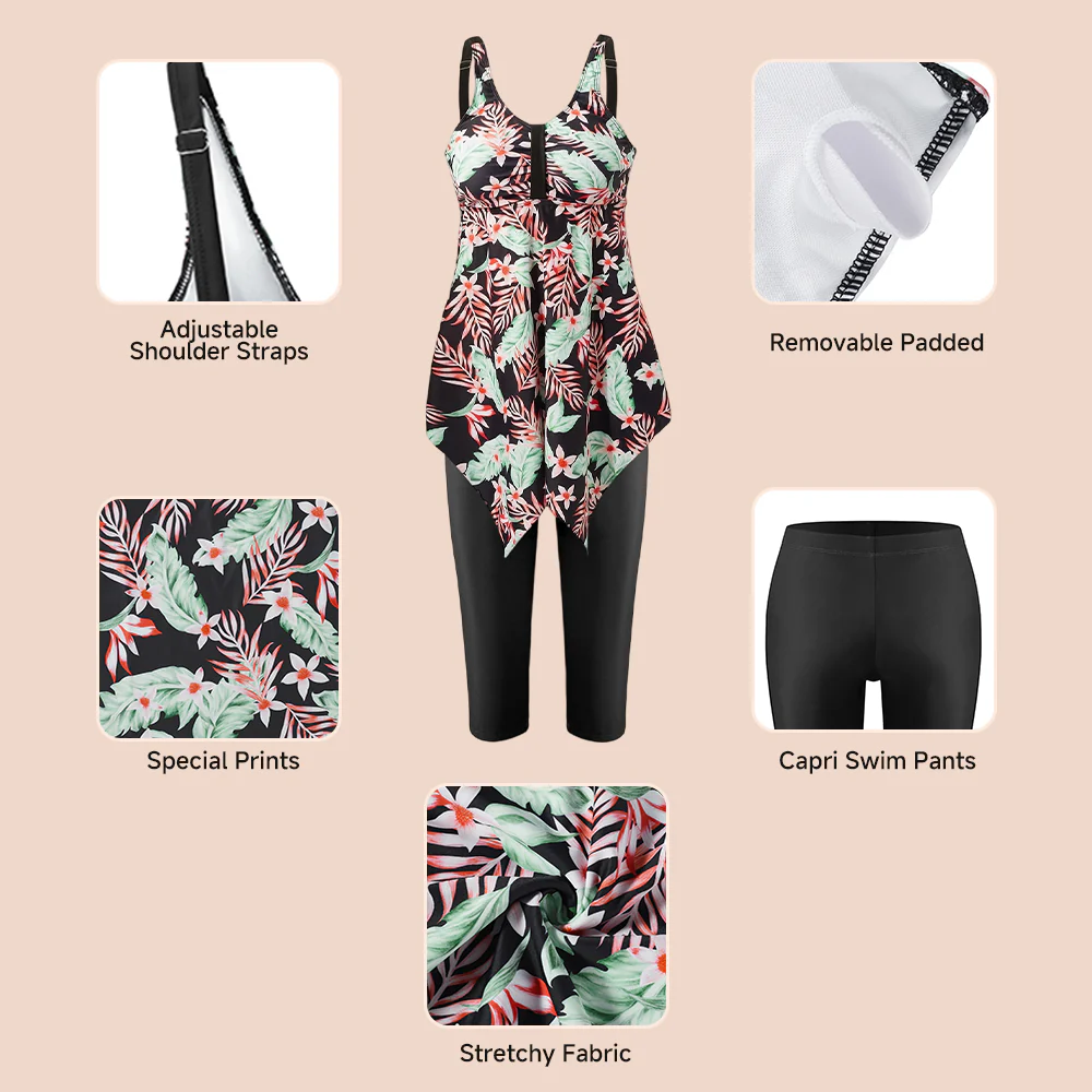 2 Piece Tankini Swimsuit With Double Shoulder Straps - Image 8