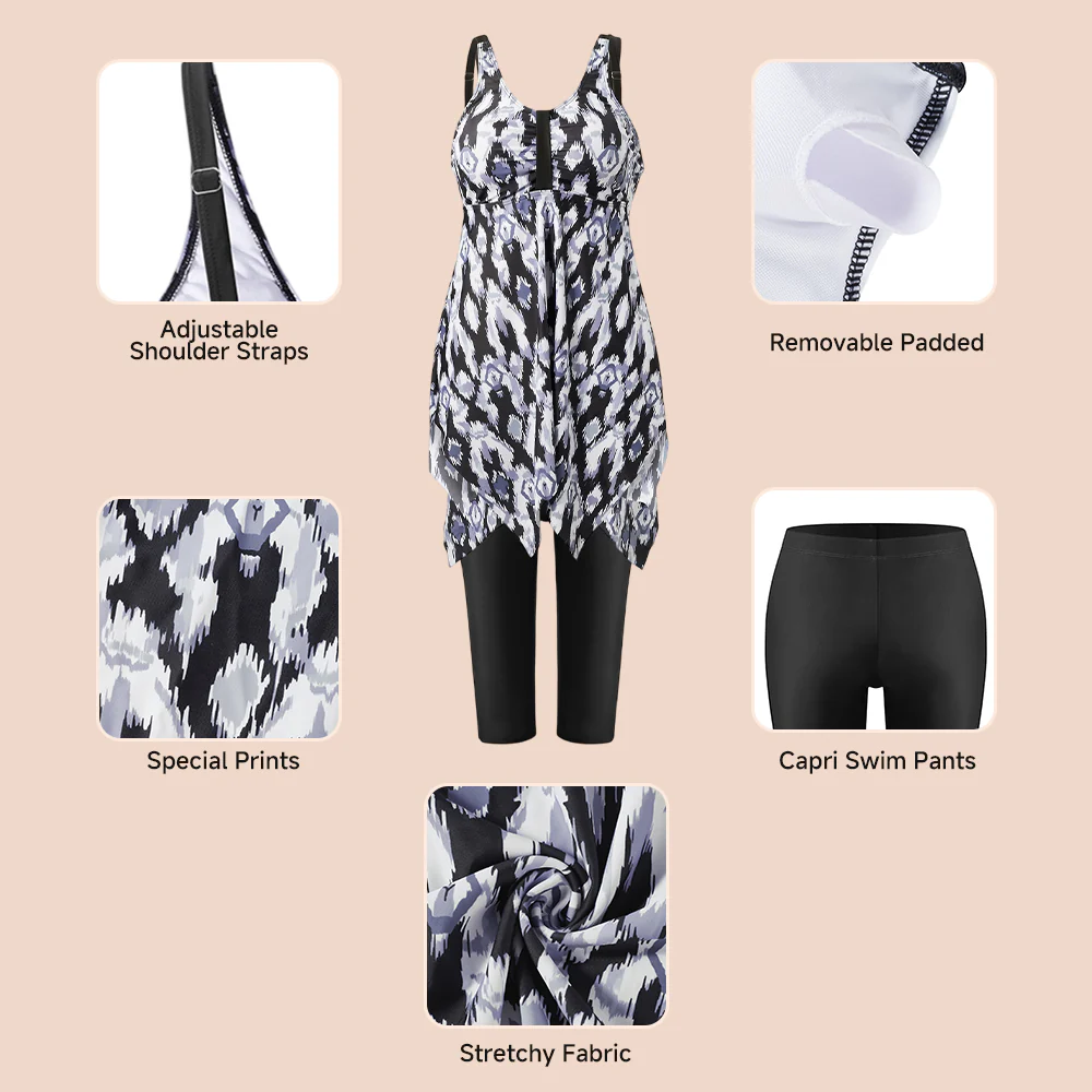 2 Piece Tankini Swimsuit With Double Shoulder Straps - Image 8