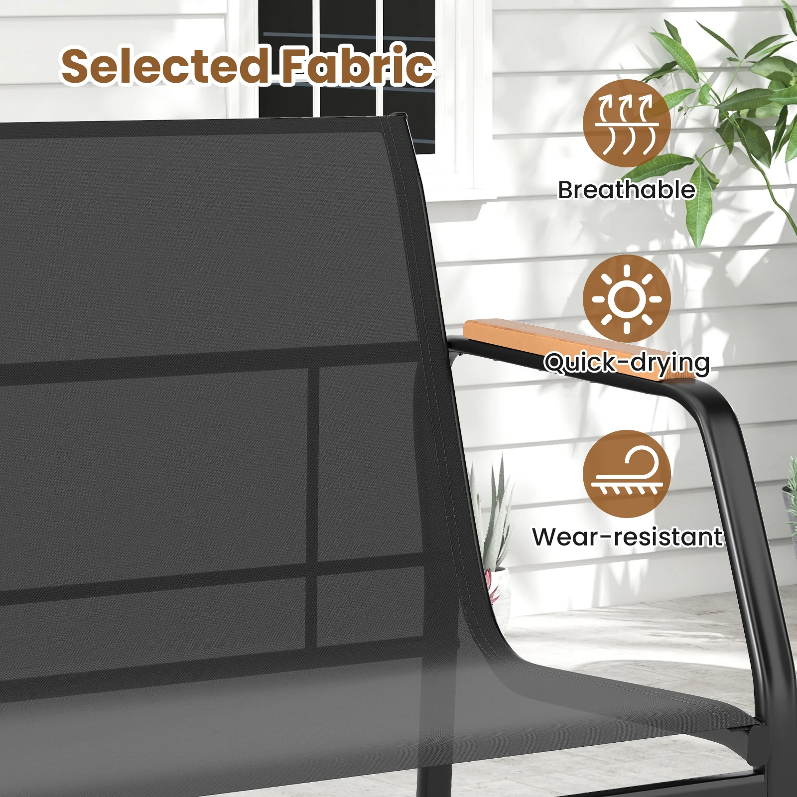 2 Pieces Patio Furniture Set with 2 Storage Compartments-Black - Image 7
