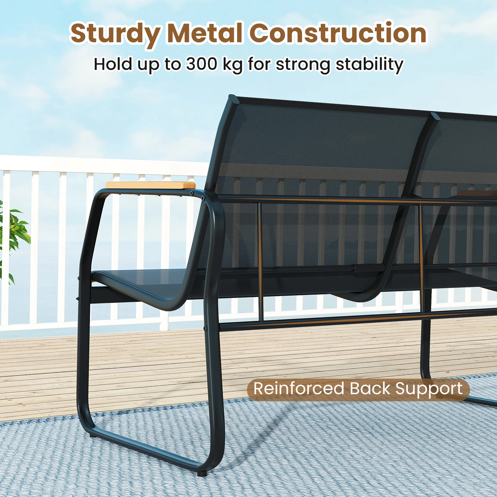 2 Pieces Patio Furniture Set with 2 Storage Compartments-Black - Image 8
