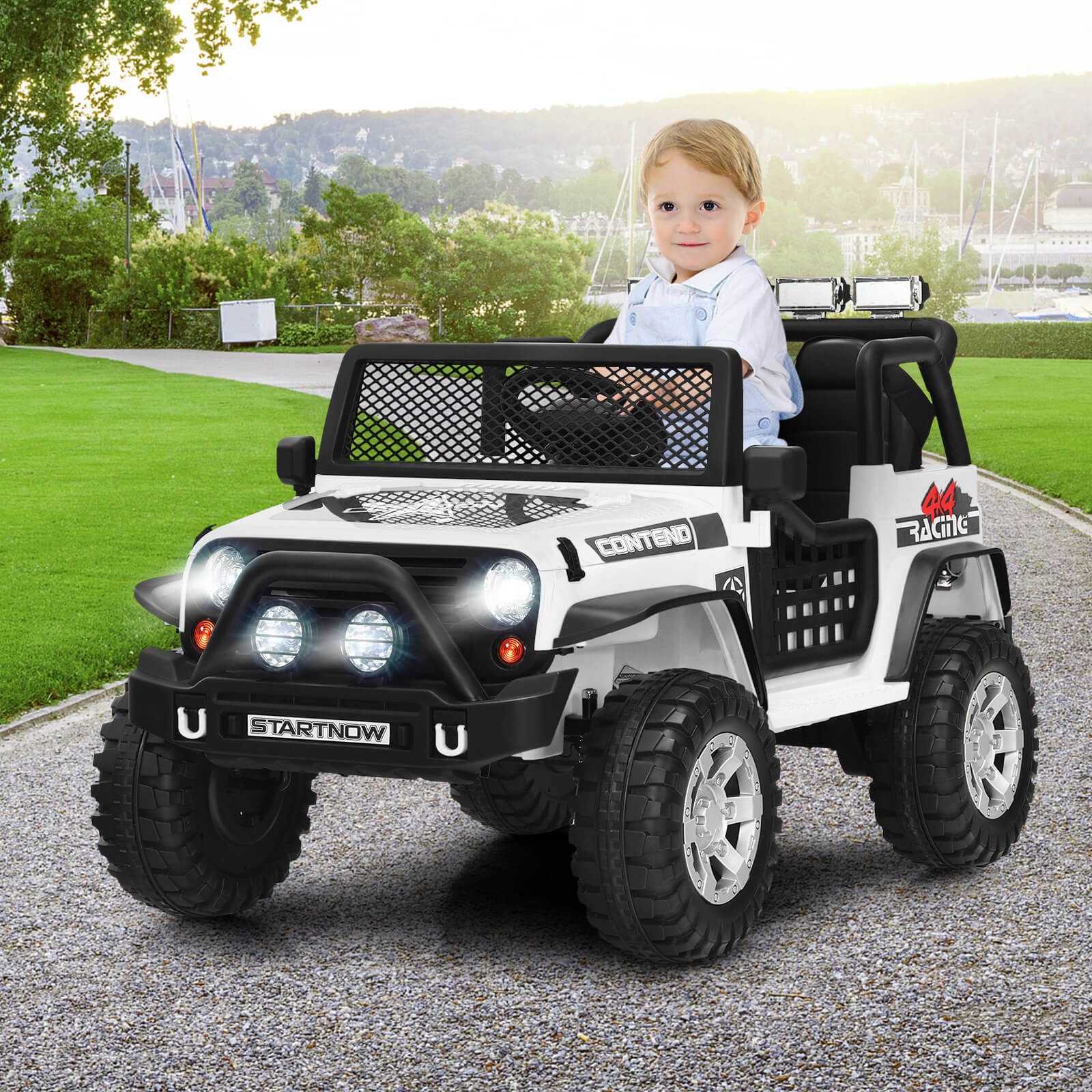 2-Seat Kids Ride on Truck with Parent Remote Control-White - Image 2