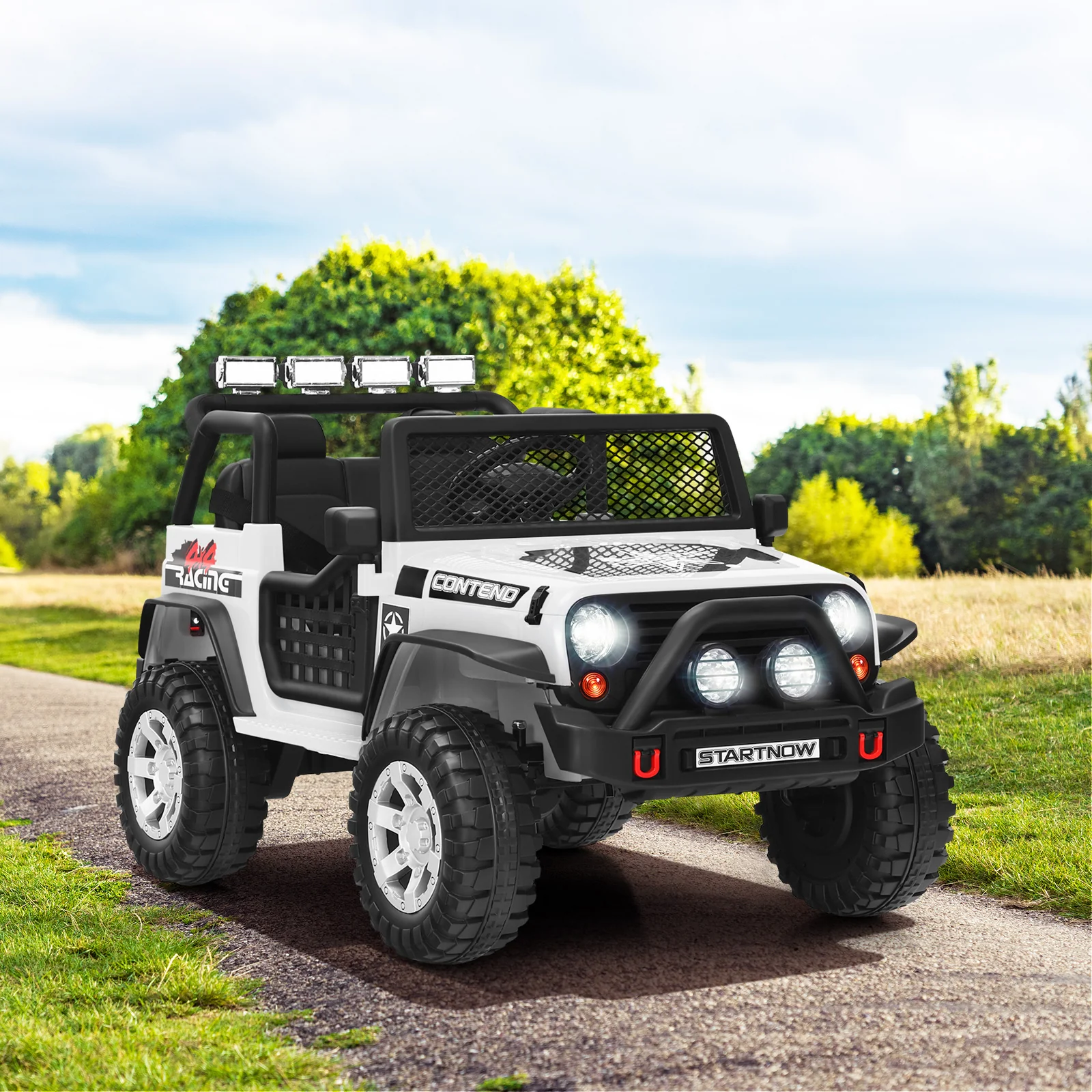 2-Seat Kids Ride on Truck with Parent Remote Control-White - Image 3