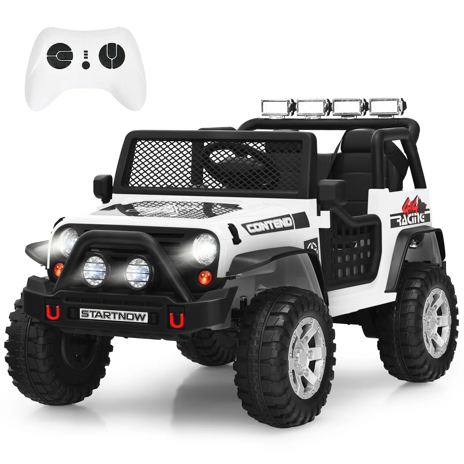 2-Seat Kids Ride on Truck with Parent Remote Control-White - Image 4