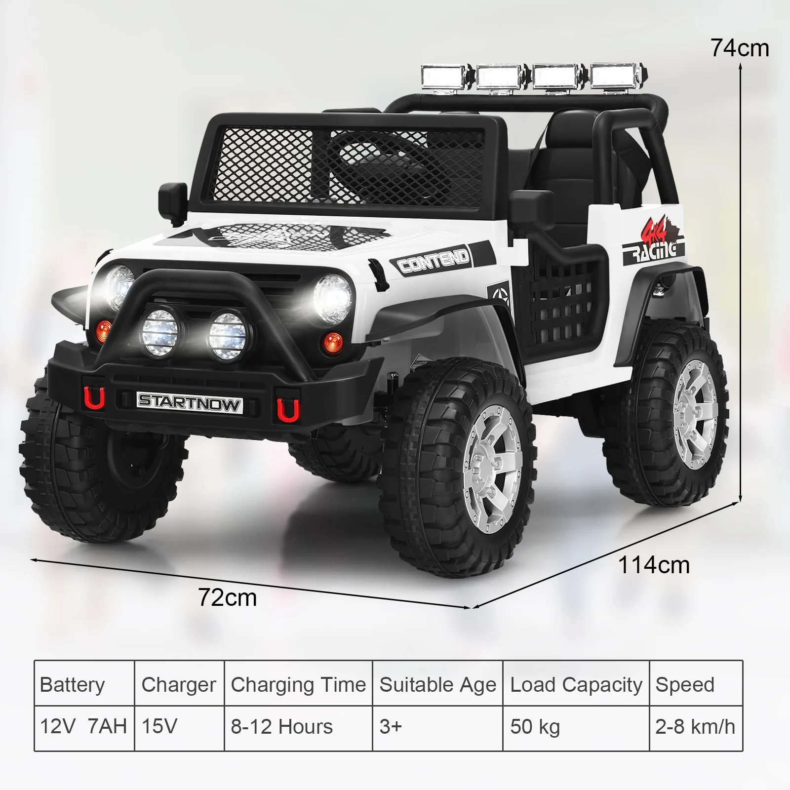 2-Seat Kids Ride on Truck with Parent Remote Control-White - Image 5