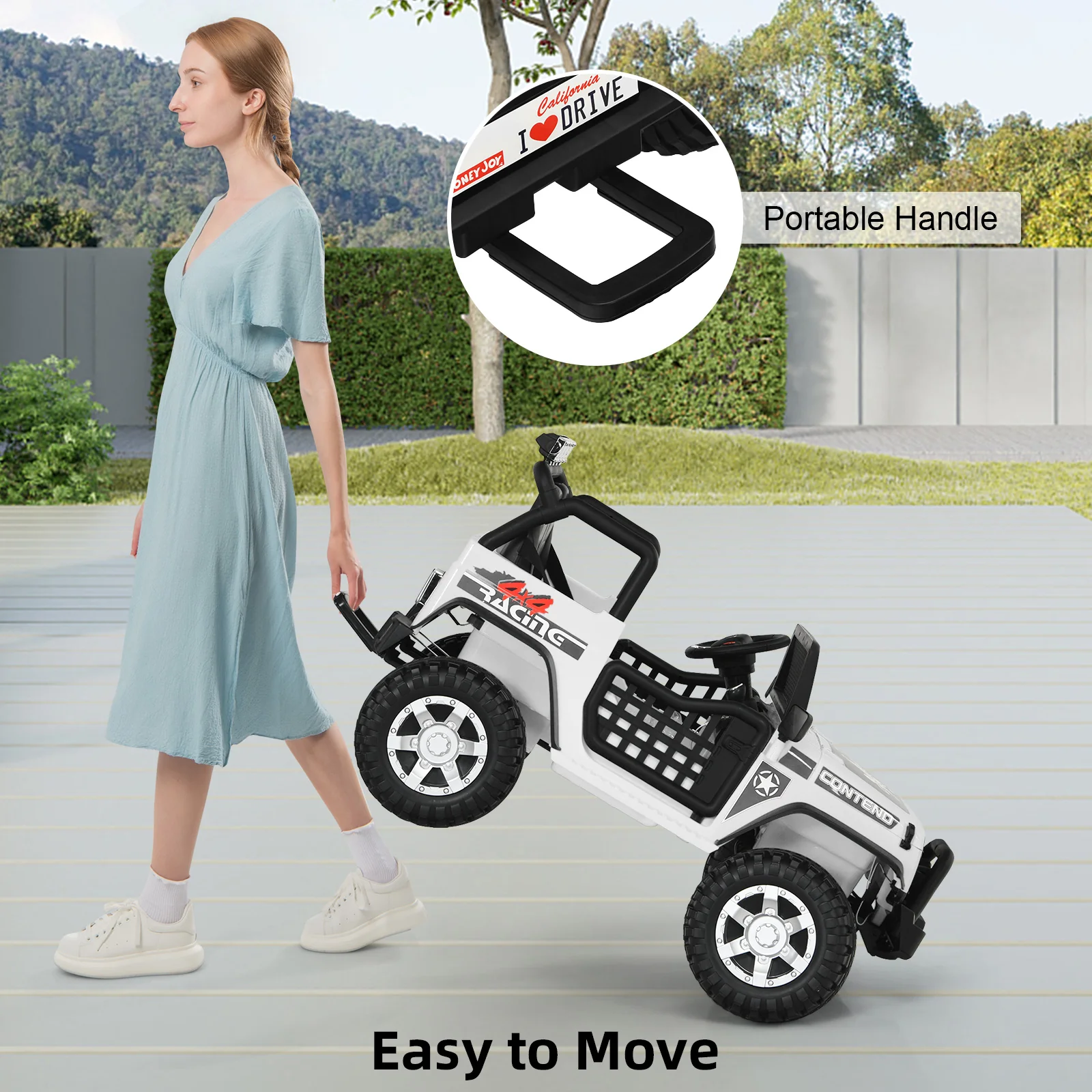2-Seat Kids Ride on Truck with Parent Remote Control-White - Image 8