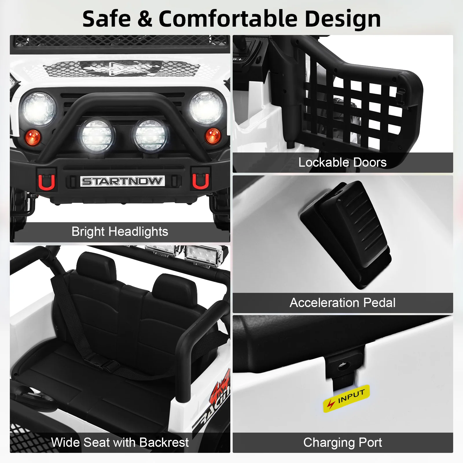 2-Seat Kids Ride on Truck with Parent Remote Control-White - Image 9