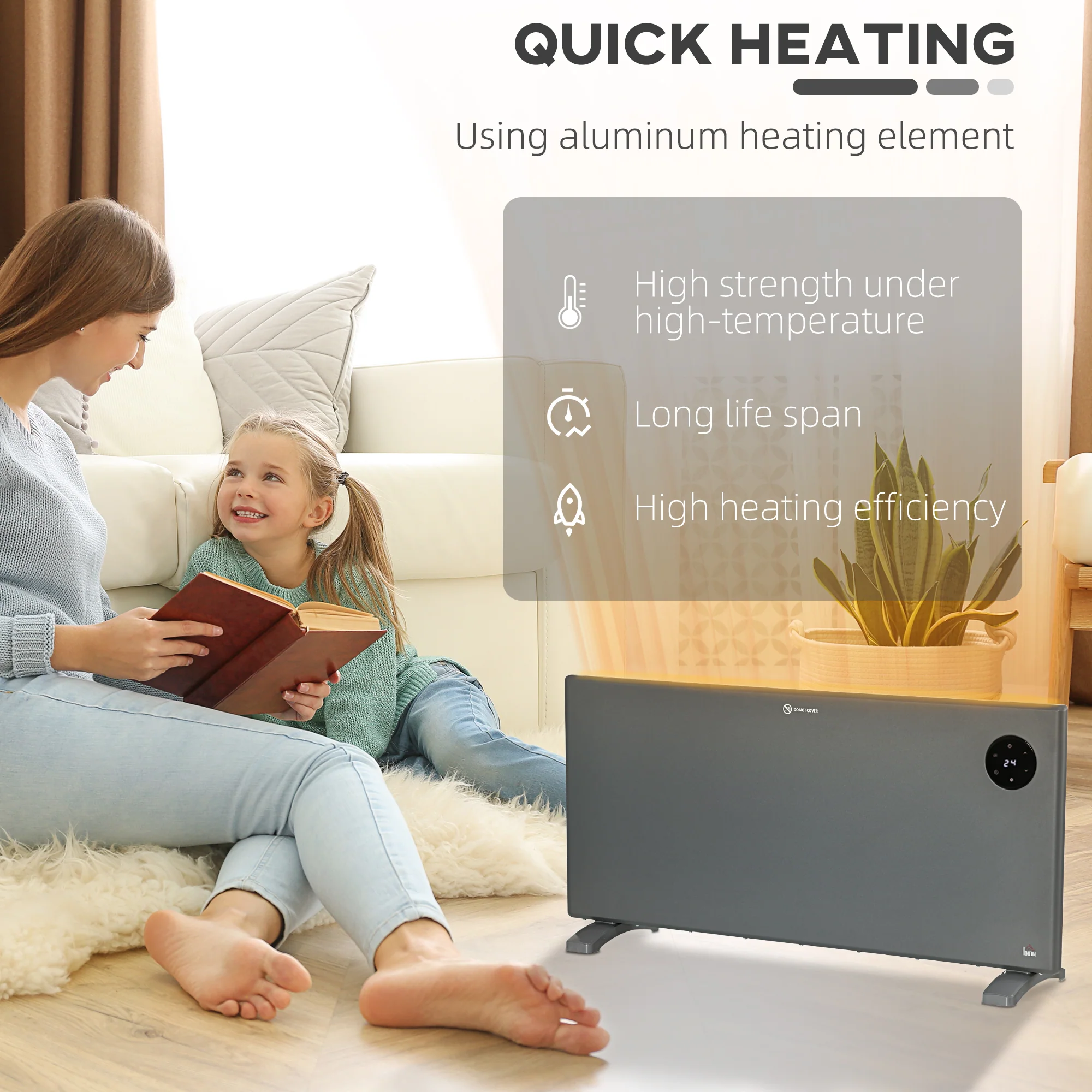 2000W Electric Convector Heater, Quiet Space Heater With LED Display - Image 5