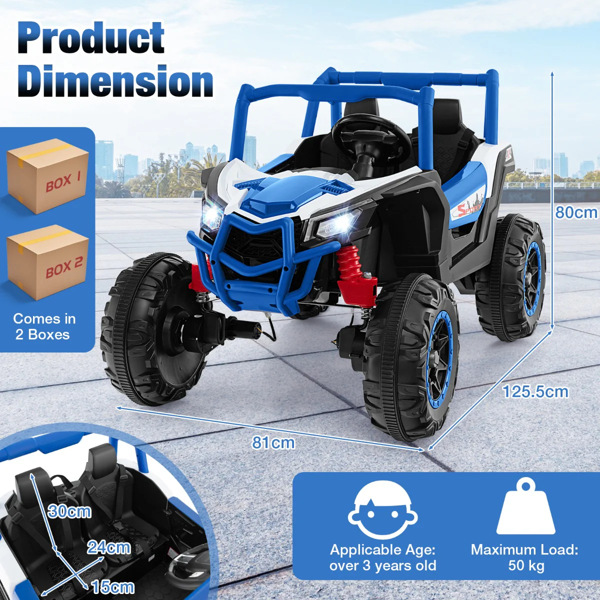 24V 2-Seater Ride On UTV for Kids 4WD/2WD Switchable with Remote & Music - Image 3