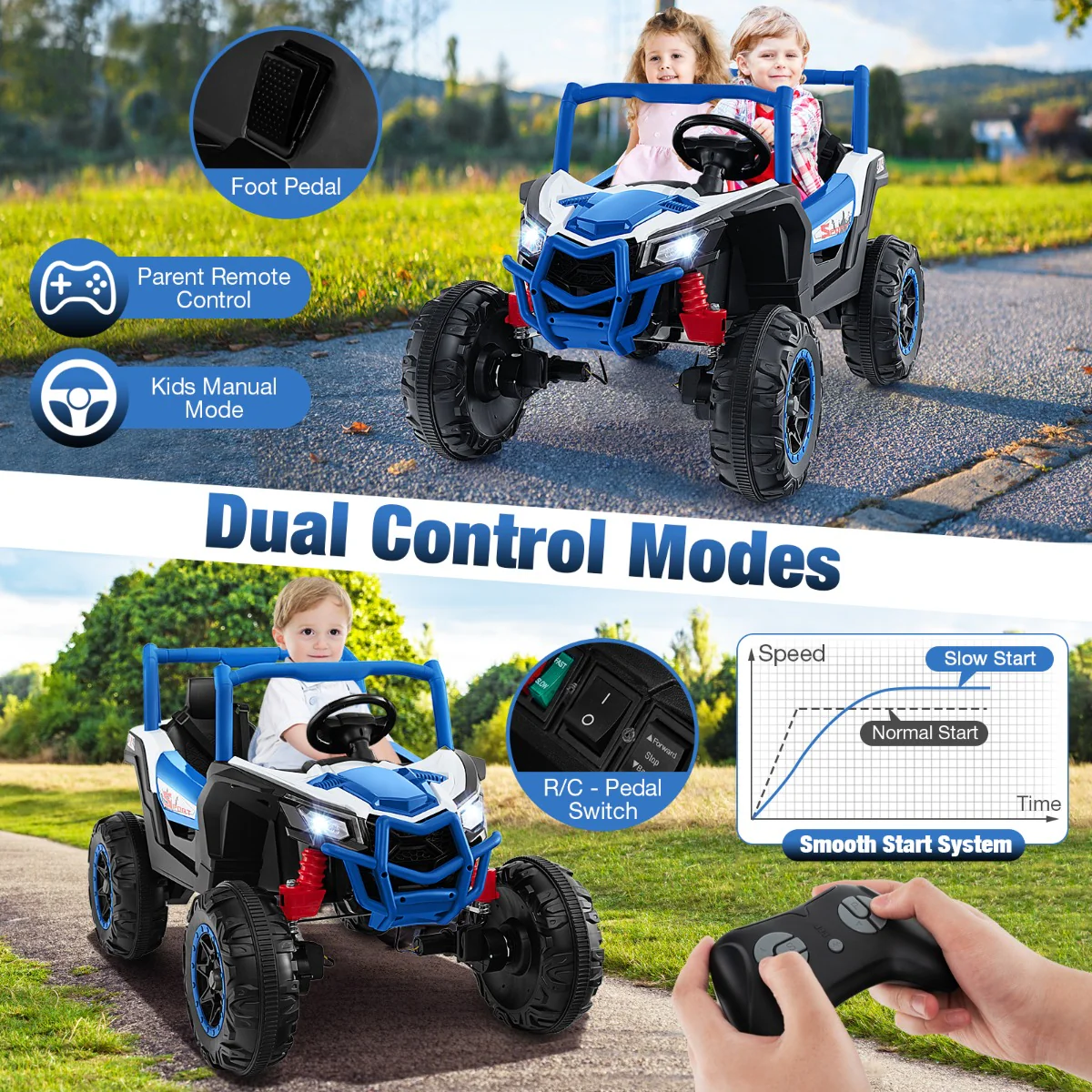 24V 2-Seater Ride On UTV for Kids 4WD/2WD Switchable with Remote & Music - Image 5