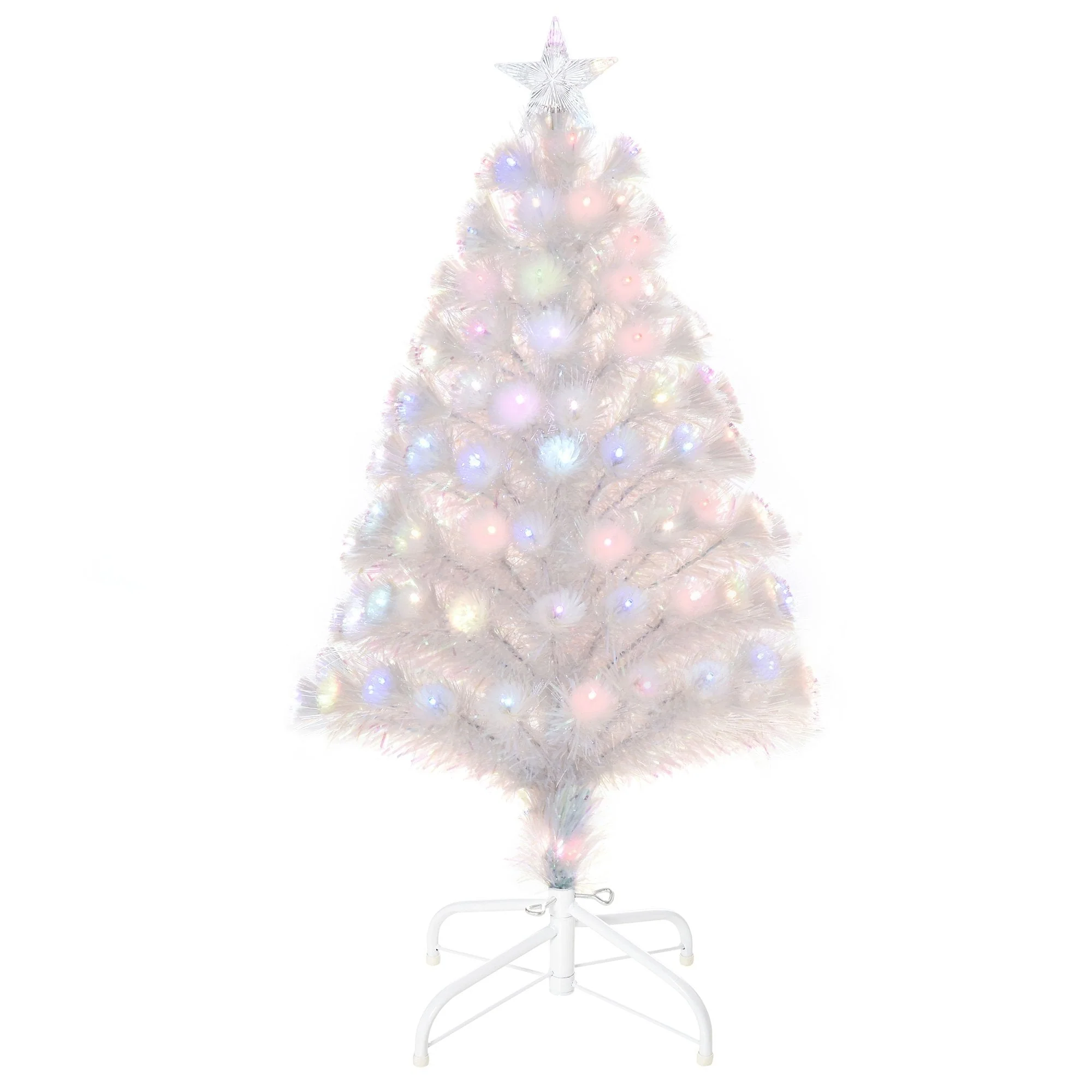 HOMCOM White 3ft Prelit Artificial Christmas Tree - Image 2
