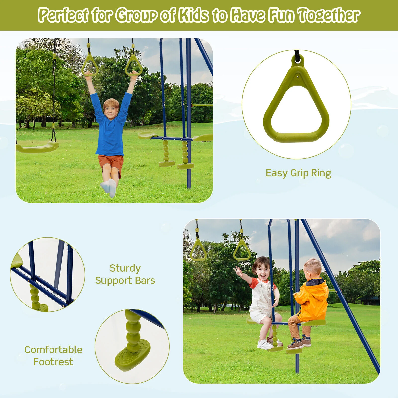 3-in-1 Multifunctional A-Frame Swing Set - Image 3
