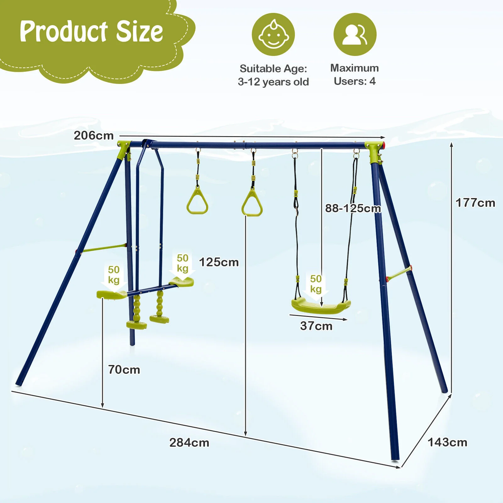 3-in-1 Multifunctional A-Frame Swing Set - Image 4