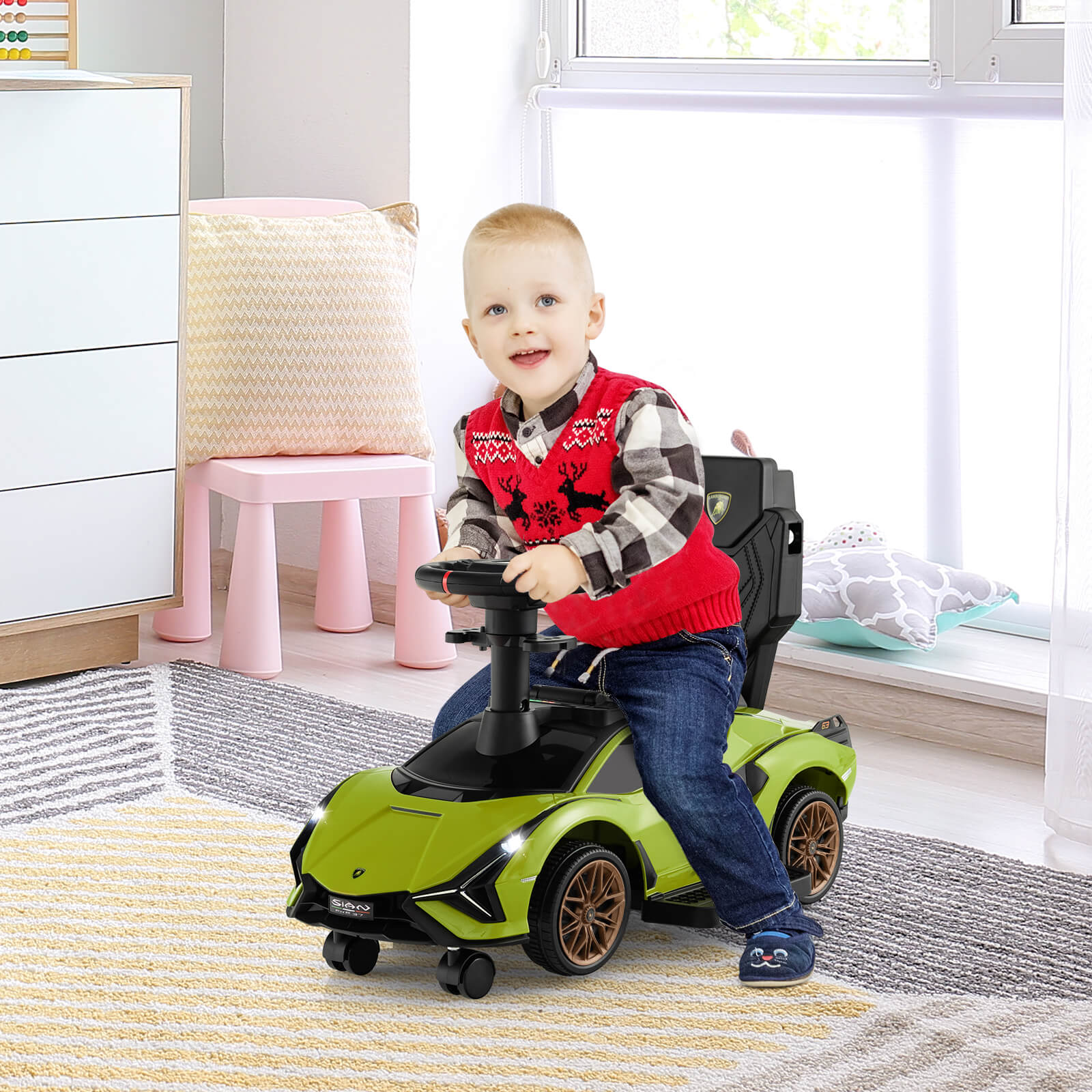 3-in-1 Ride On Push Car with Removable Guardrails and Handle - Image 18