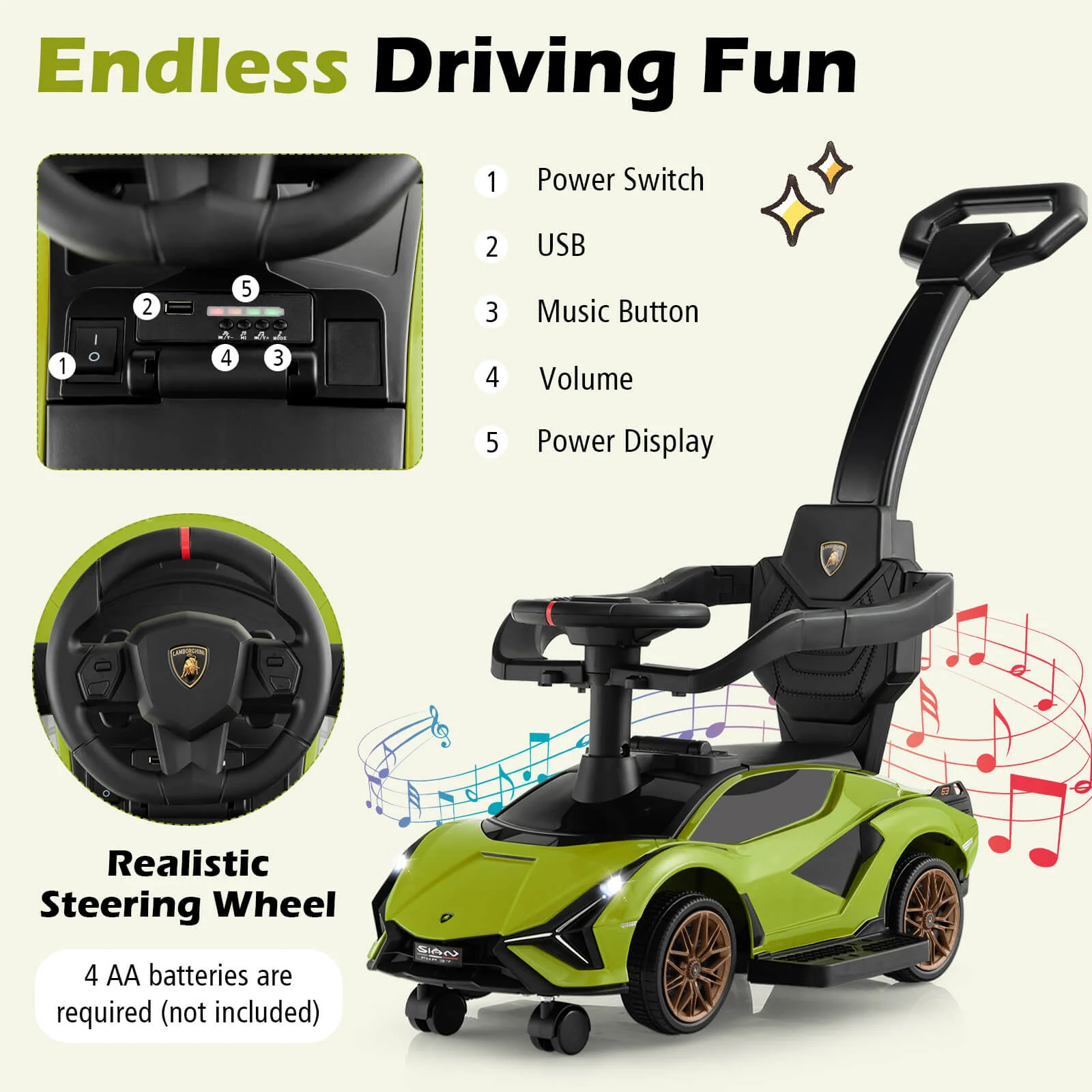 3-in-1 Ride On Push Car with Removable Guardrails and Handle - Image 22