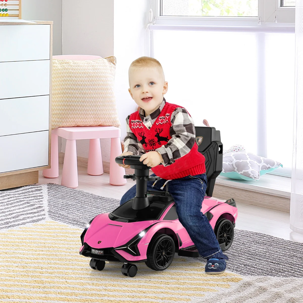 3-in-1 Ride On Push Car with Removable Guardrails and Handle - Image 26