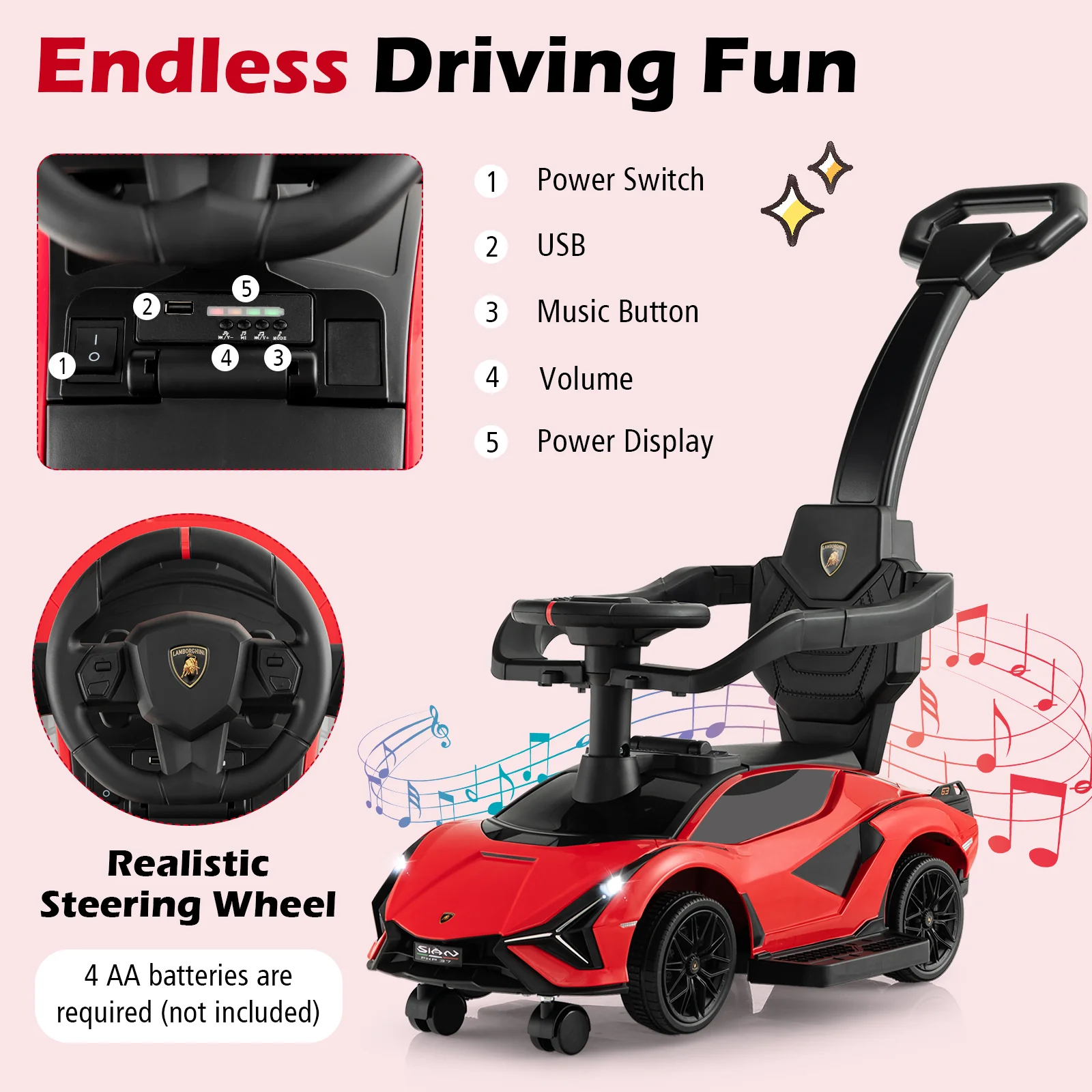 3-in-1 Ride On Push Car with Removable Guardrails and Handle - Image 38