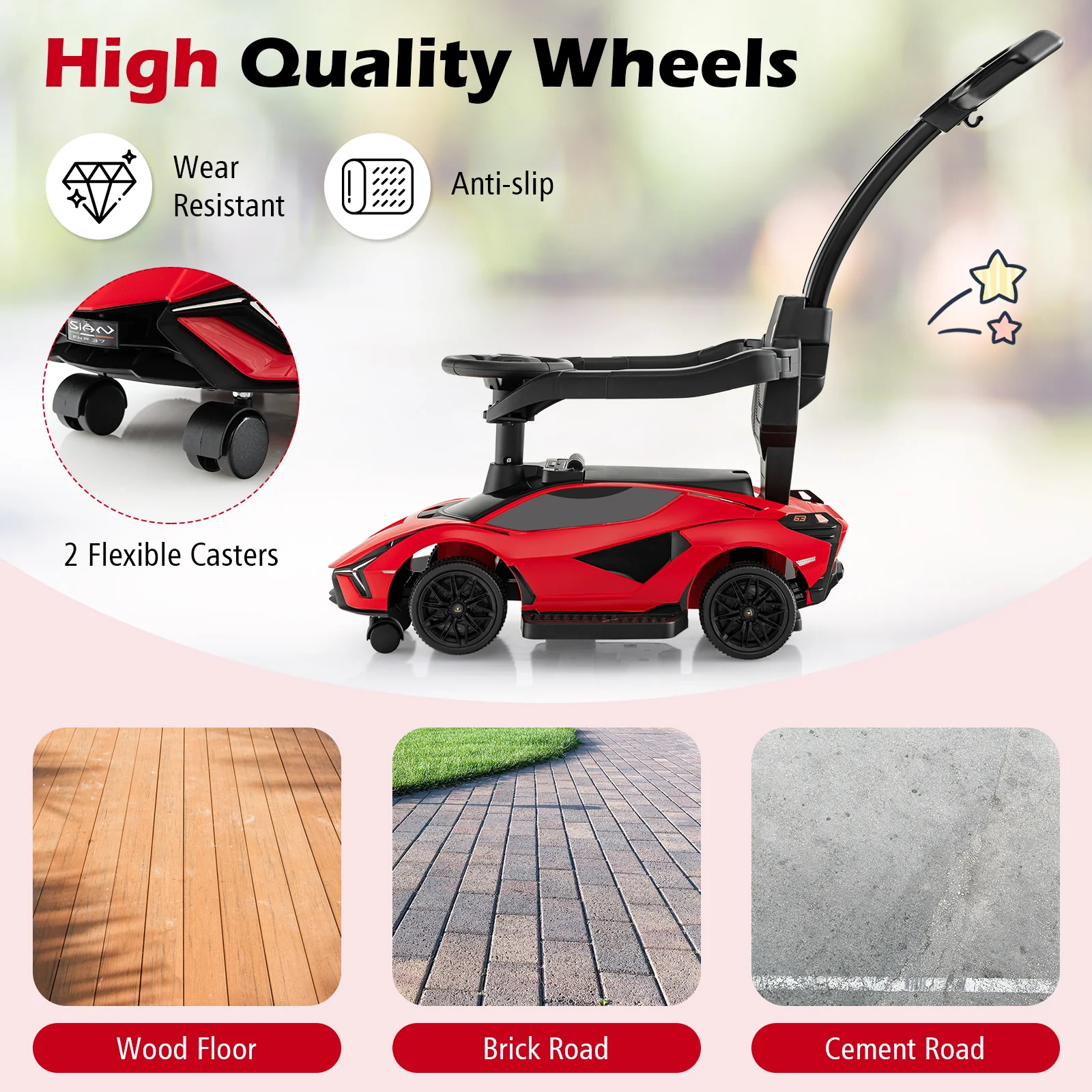 3-in-1 Ride On Push Car with Removable Guardrails and Handle - Image 39