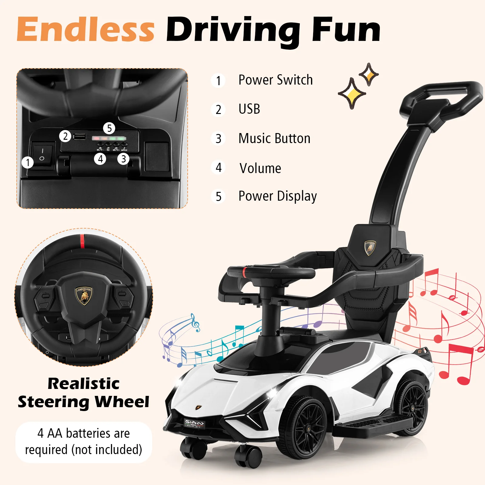 3-in-1 Ride On Push Car with Removable Guardrails and Handle - Image 6