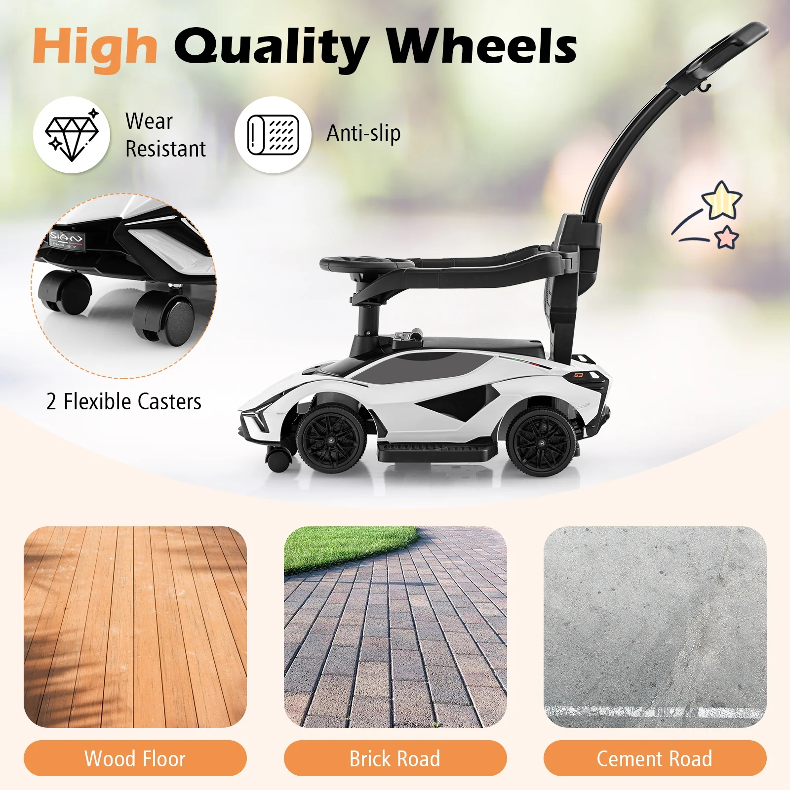 3-in-1 Ride On Push Car with Removable Guardrails and Handle - Image 7