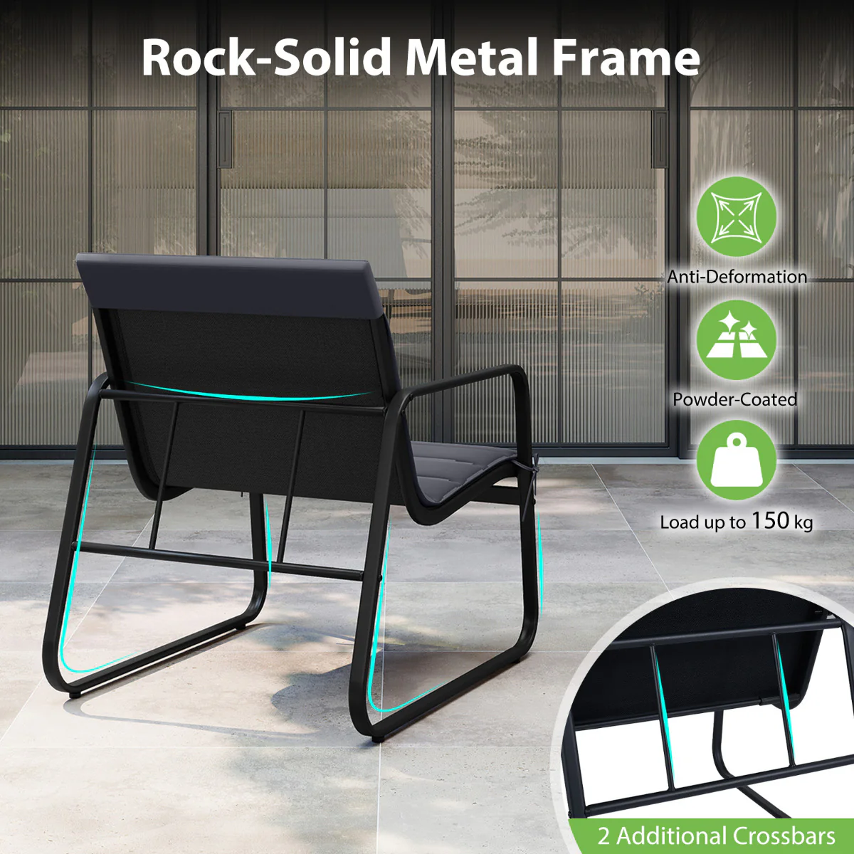 3 Piece Patio Bistro Set with Removable Cushions and Tempered Glass Tabletop-Grey - Image 7