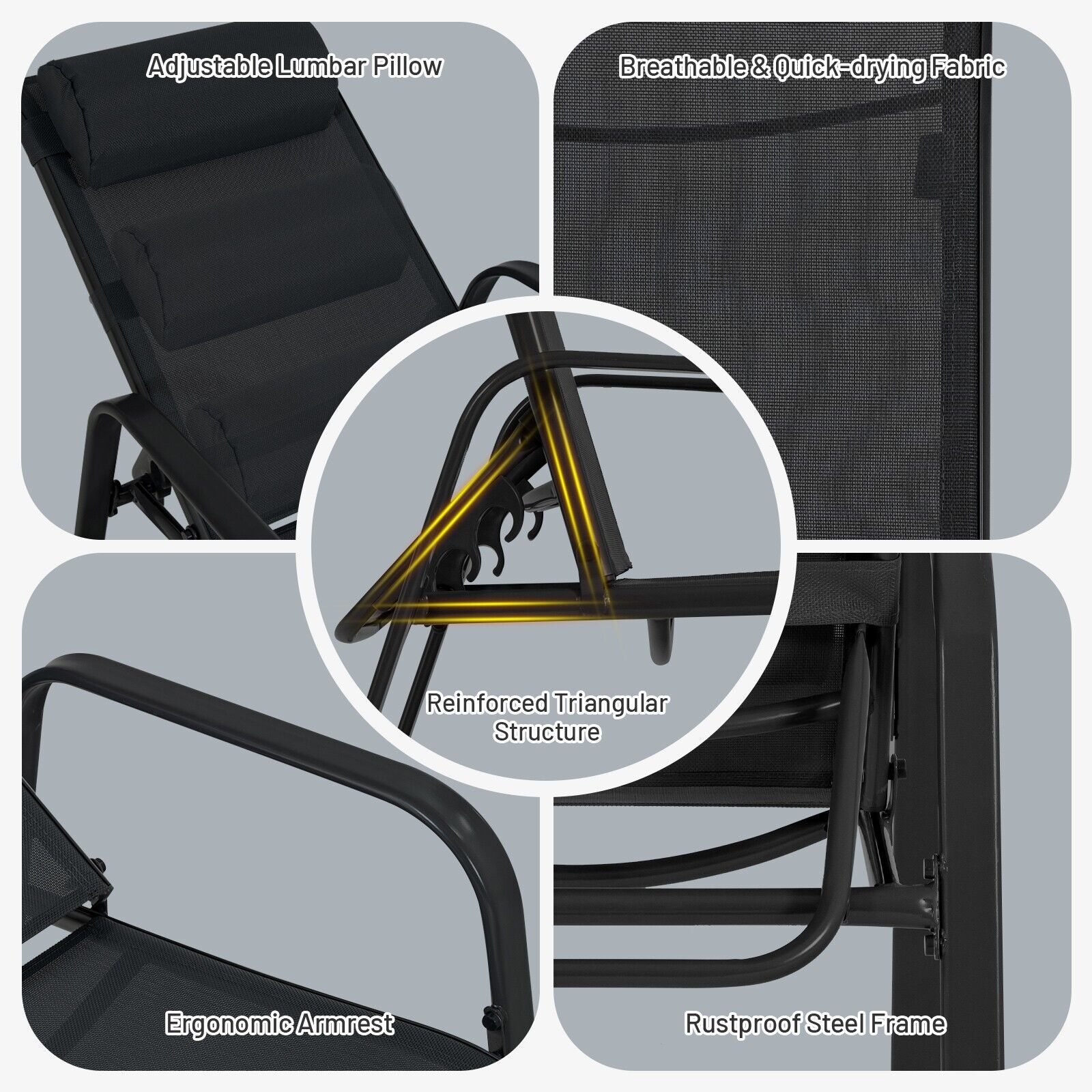3 Pieces Patio Bistro Set With Coffee Table And 2 Stackable Chairs-Black - Image 10