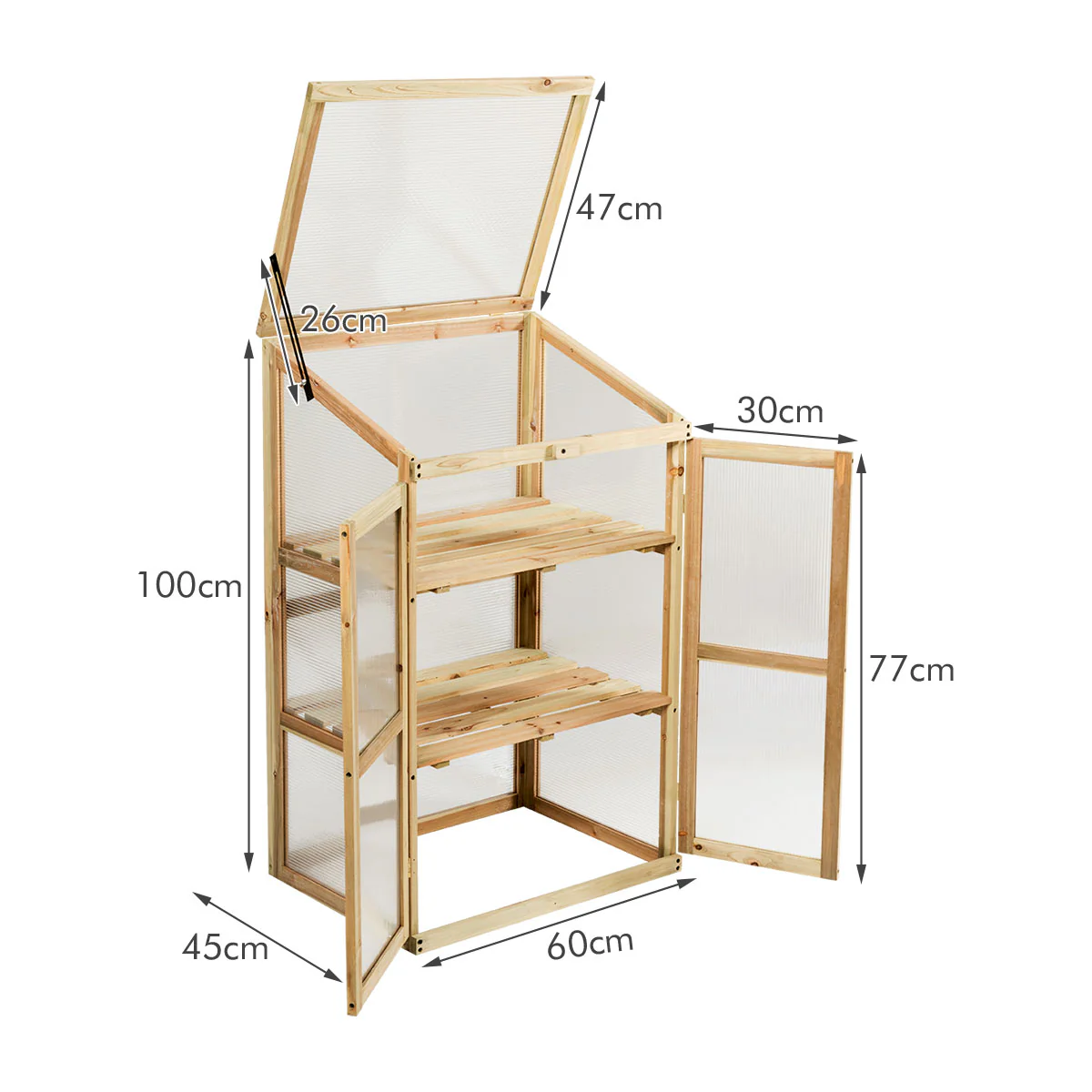 3-Tier Outdoor Wooden Greenhouse for Garden Balcony Backyard - Image 5